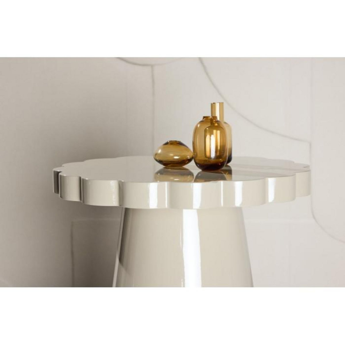 Paris Prix Table d'Appoint Design  Krull  55cm Beige Laqué