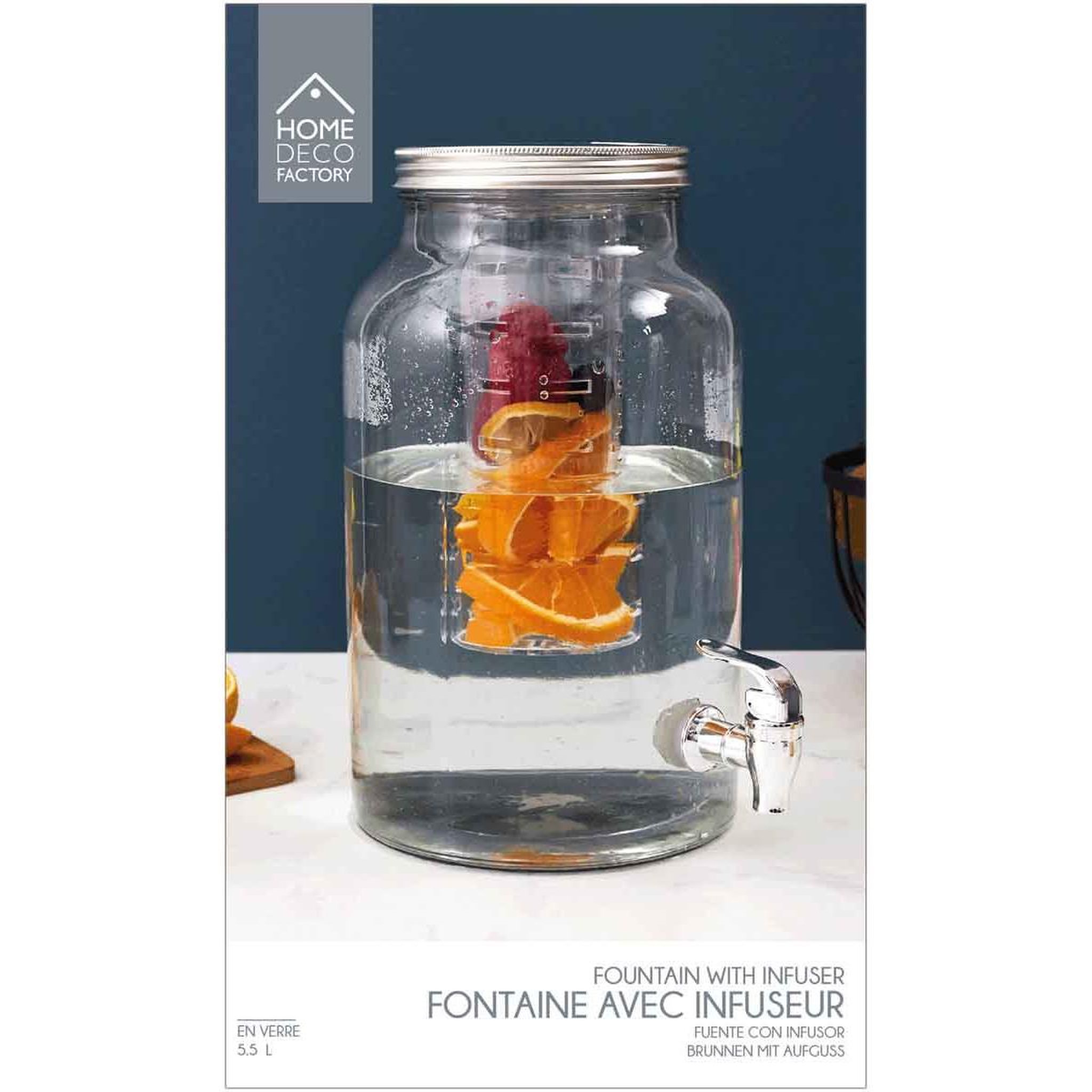Voir la diapositive 5 : The Home Deco Factory Fontaine à Boisson  Infuseur  5,5L Transparent