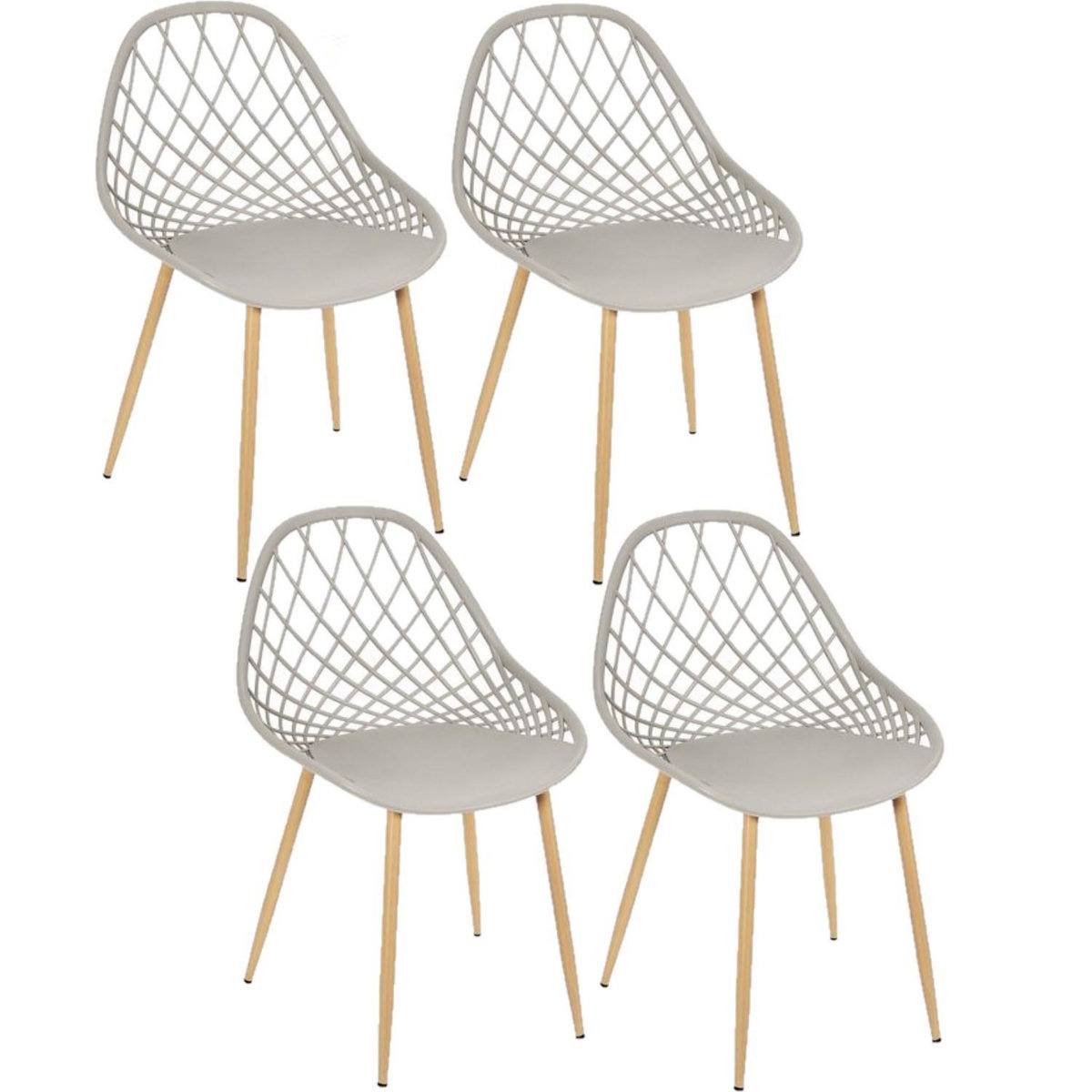 TOILINUX Lot de 4 chaises d'extérieur Malaga en polypropylène