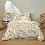 Home collection Parure housse de couette 100% flanelle de coton soryne. Coloris disponibles : Beige