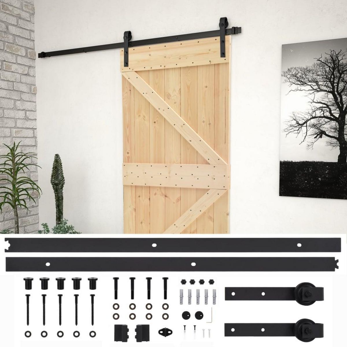 VIDAXL Porte coulissante et kit de quincaillerie 100x210 cm Pin massif