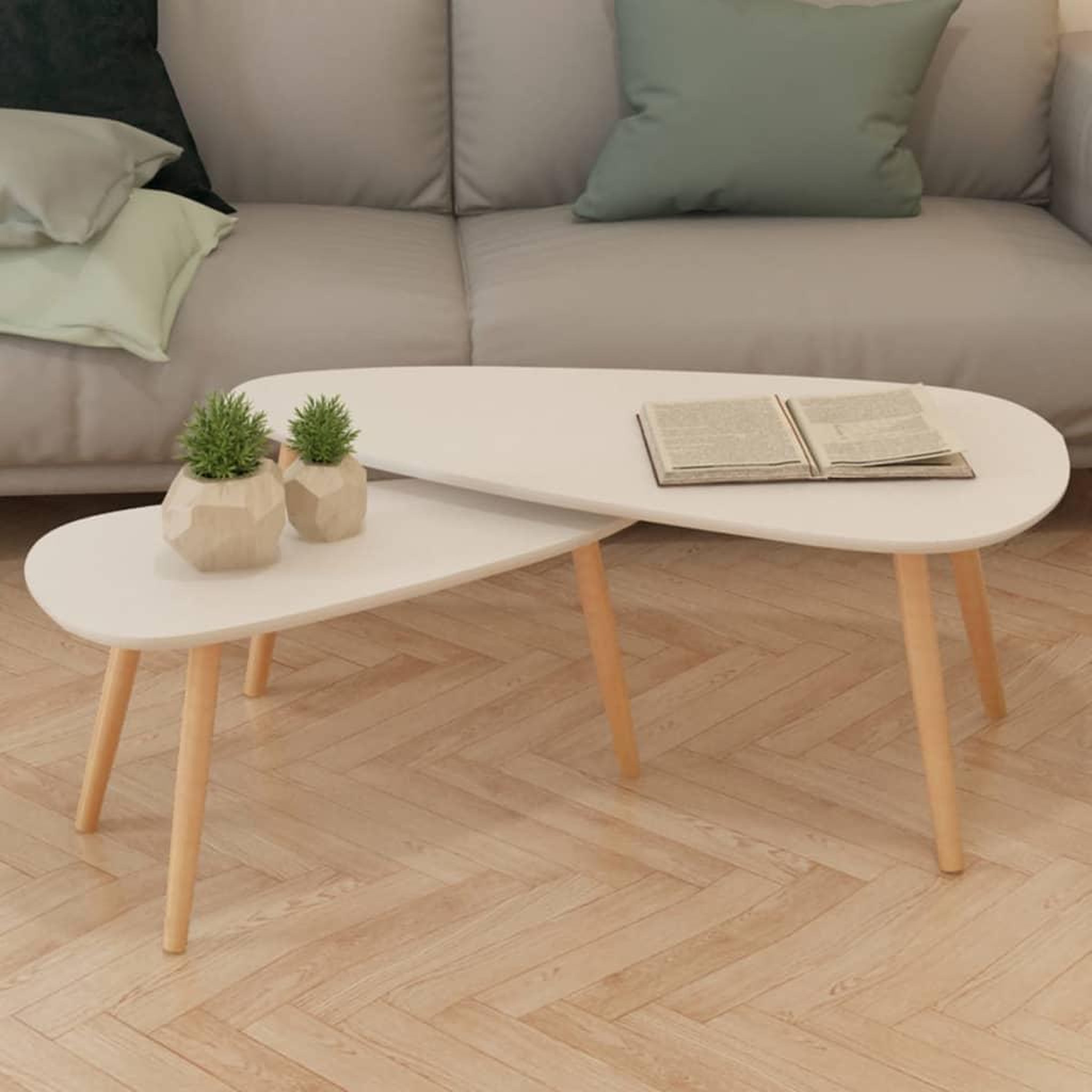 Voir la diapositive 1 : VIDAXL Ensemble de tables basses 2 pcs Bois de pin massif Blanc