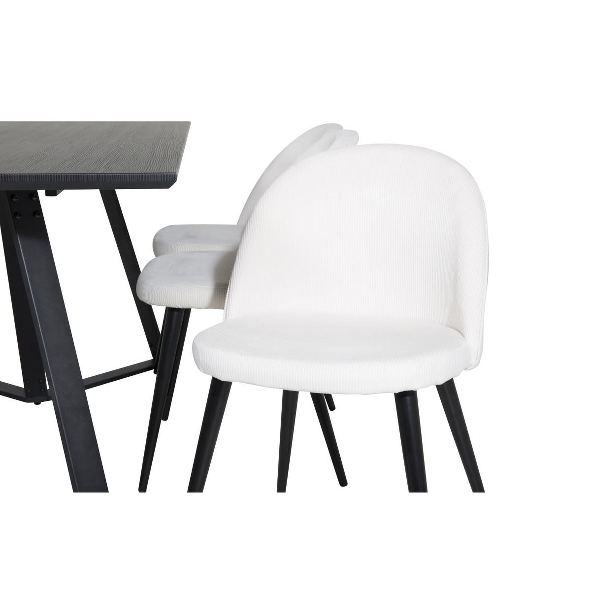Voir la diapositive 3 : Paris Prix Ensemble table à manger & 6 chaises  marina & corduroy  180cm noir & crème