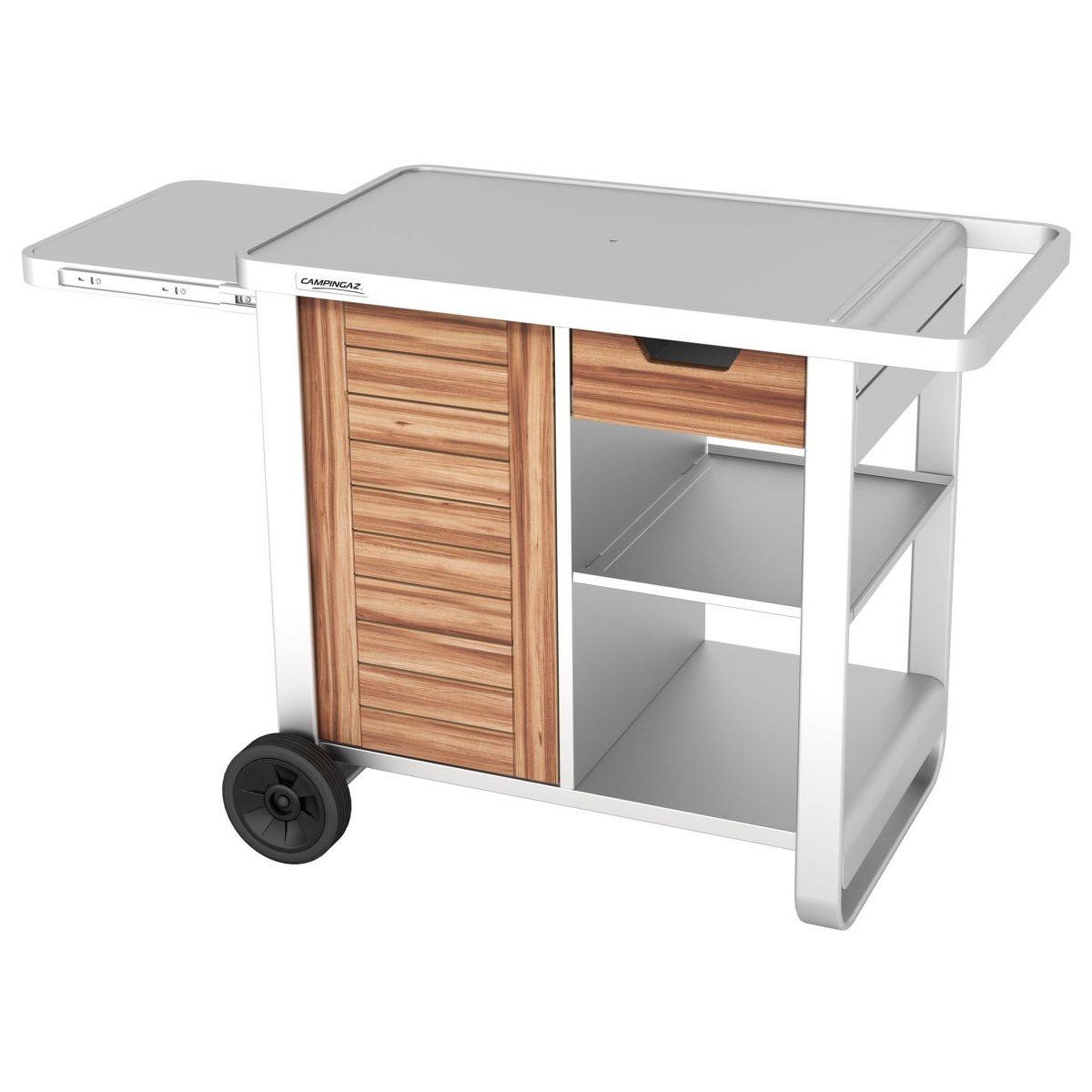 Voir la diapositive 4 : CAMPINGAZ Chariot plancha woody deluxe compatible plancha 2 et 3 brûleurs blue flame, sorio et master