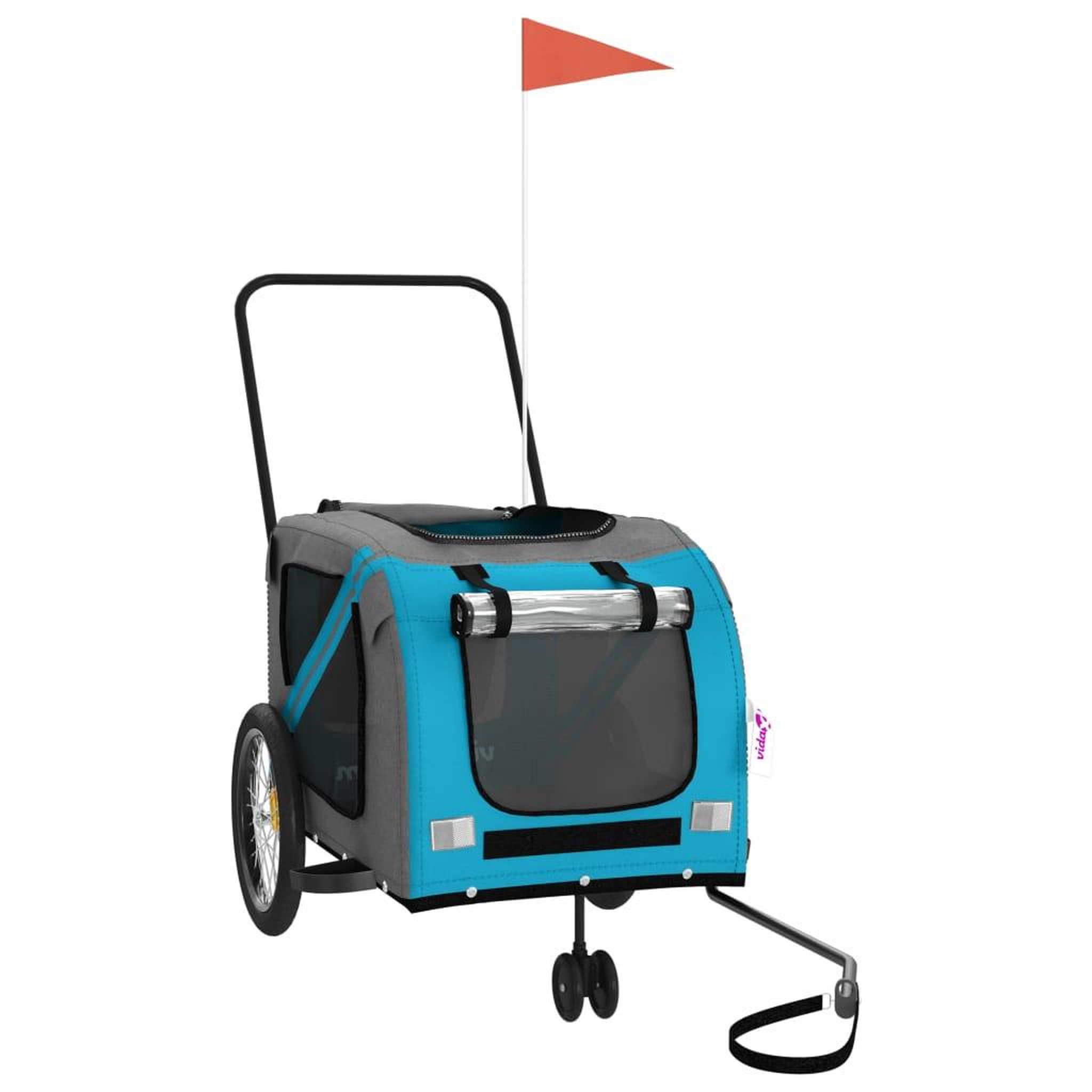 Voir la diapositive 3 : VIDAXL Remorque de velo pour animaux de compagnie bleu et gris