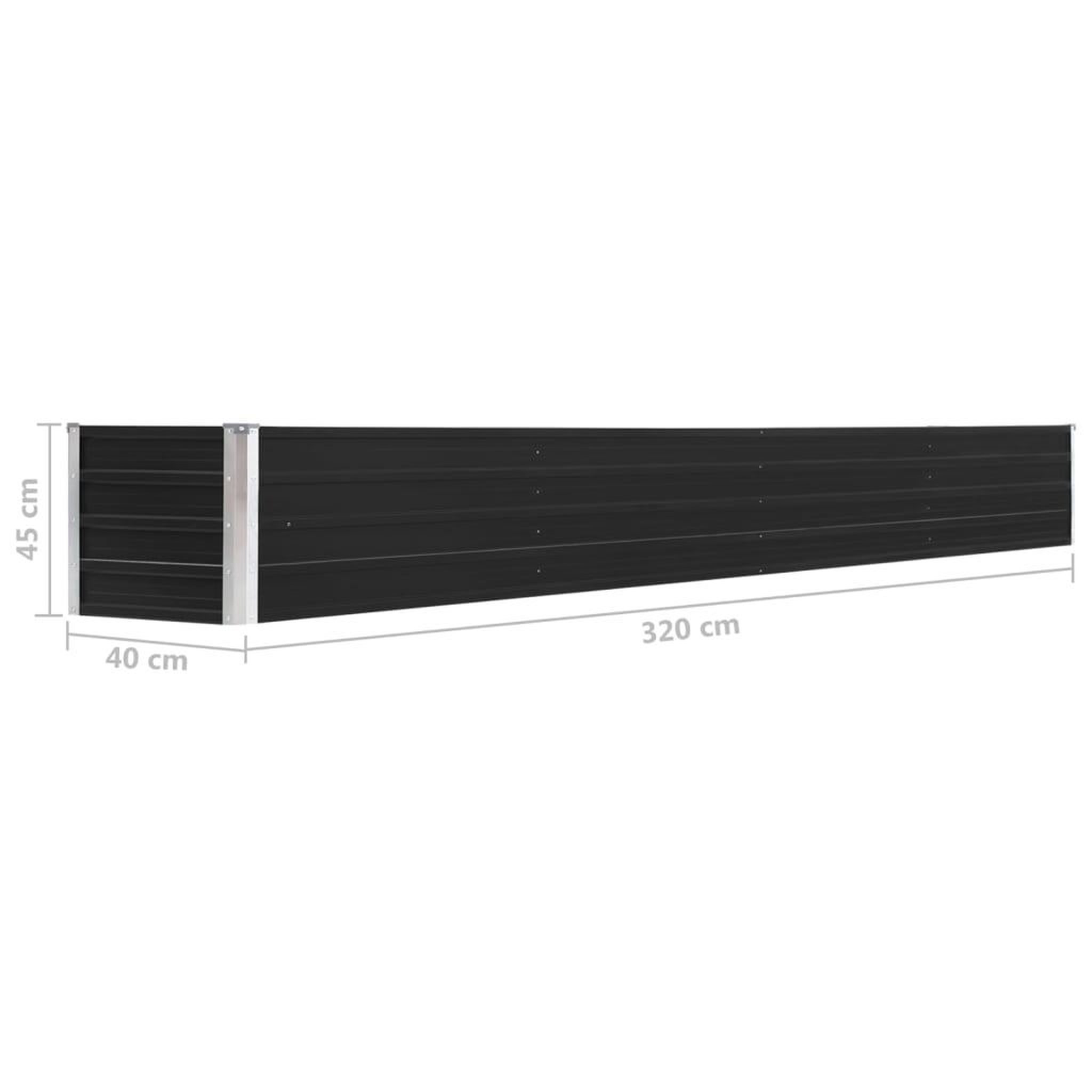 Voir la diapositive 6 : VIDAXL Lit sureleve de jardin Acier galvanise 320x40x45 cm Anthracite