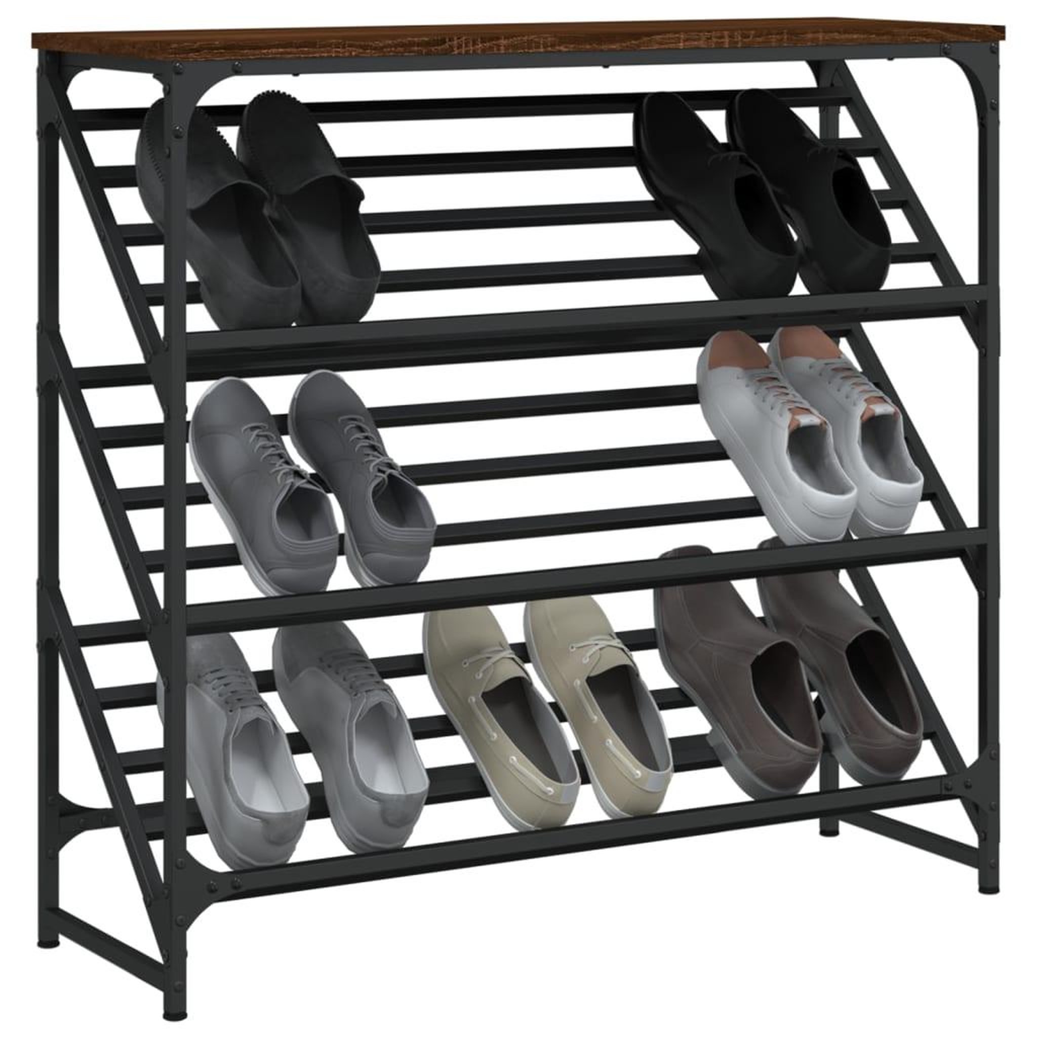 Voir la diapositive 3 : VIDAXL Etagere a chaussures chene marron 90x30x85 cm bois d'ingenierie