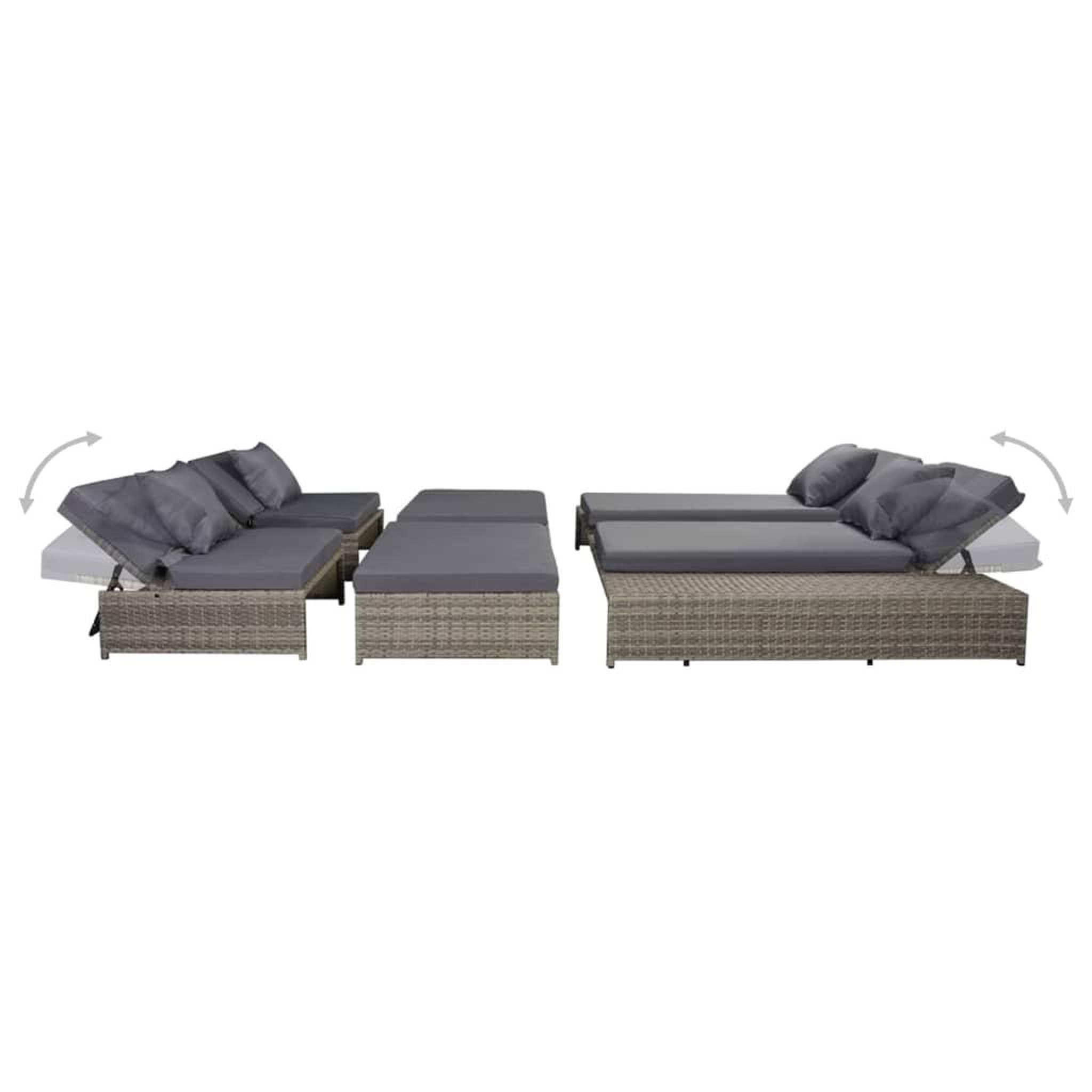 Voir la diapositive 4 : VIDAXL Salon de jardin 5 pcs avec coussins resine tressee gris