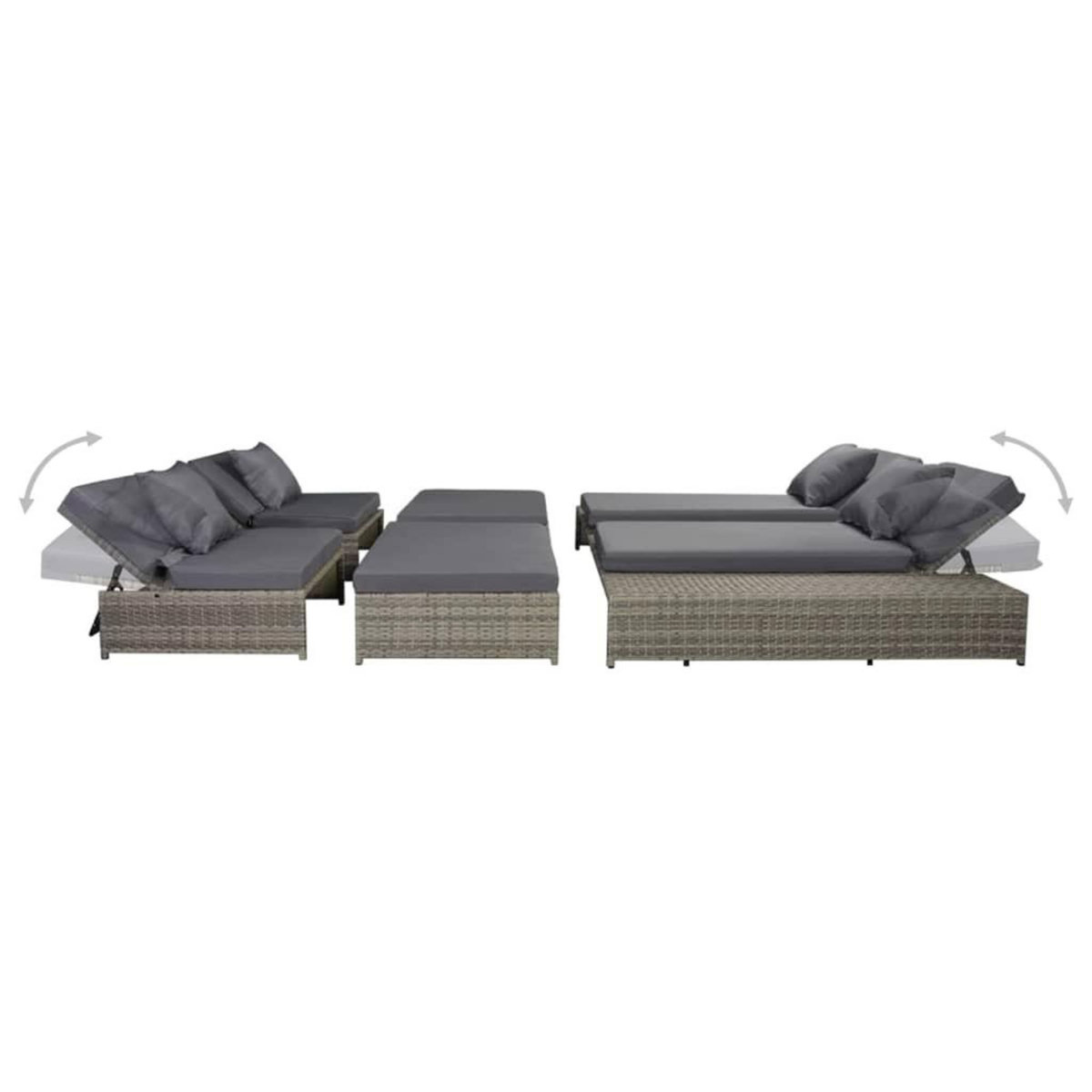 VIDAXL Salon de jardin 5 pcs avec coussins Resine tressee Gris