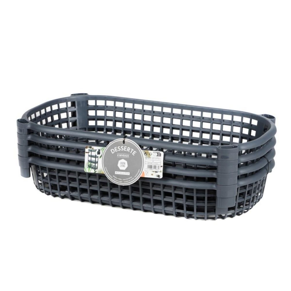 FORNORD Desserte à roulettes en plastique 4 niveaux