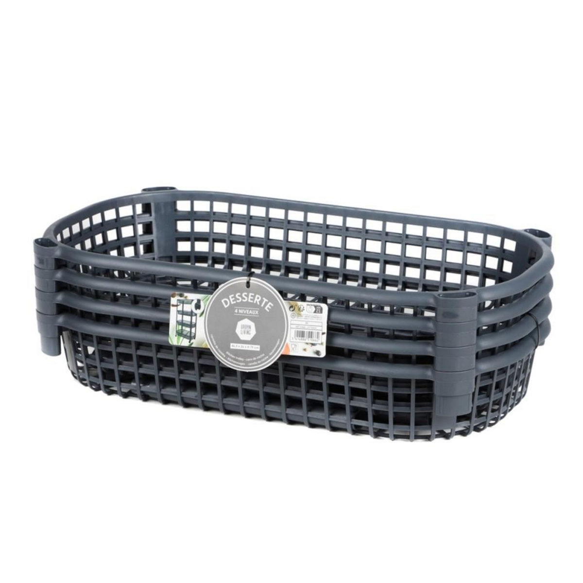 FORNORD Desserte à roulettes en plastique 4 niveaux