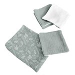 Paris Prix Lot de 5 Débarbouillettes Bébé  Pochon  11cm Vert Céladon