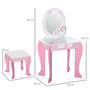 Voir la diapositive 3 : HOMCOM Coiffeuse enfant design licorne - tabouret inclus - dim. 49L x 34l x 90H cm - tiroir, miroir - MDF - rose blanc