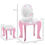 Voir la diapositive 3 : HOMCOM Coiffeuse enfant design licorne - tabouret inclus - dim. 49L x 34l x 90H cm - tiroir, miroir - MDF - rose blanc