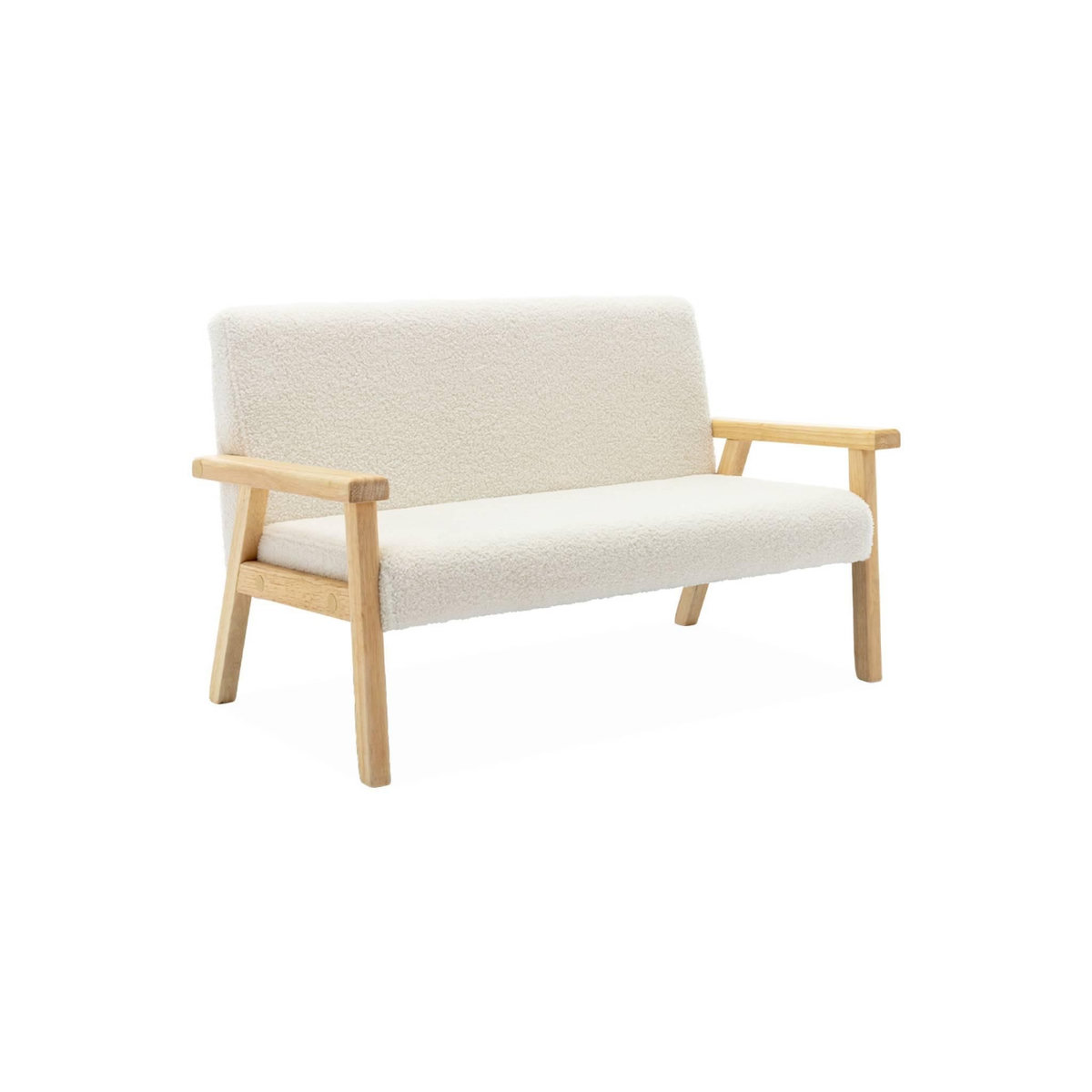 SWEEEK Banquette canapé enfant en bois et tissu bouclette. Isak. L 84 x P 43.5 x H 50cm