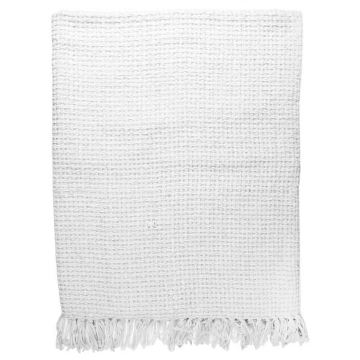 Paris Prix Plaid Chenille Gaufré  Crush  125x150cm Blanc