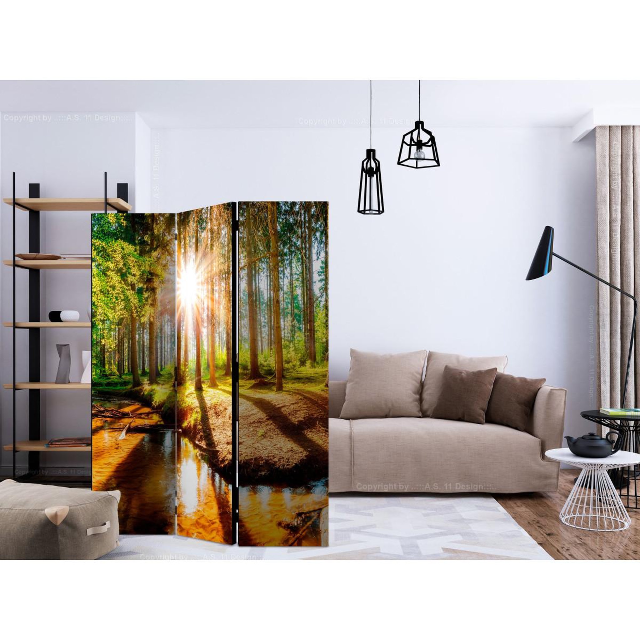 Voir la diapositive 2 : Paris Prix Paravent 3 volets  marvelous forest  135x172cm