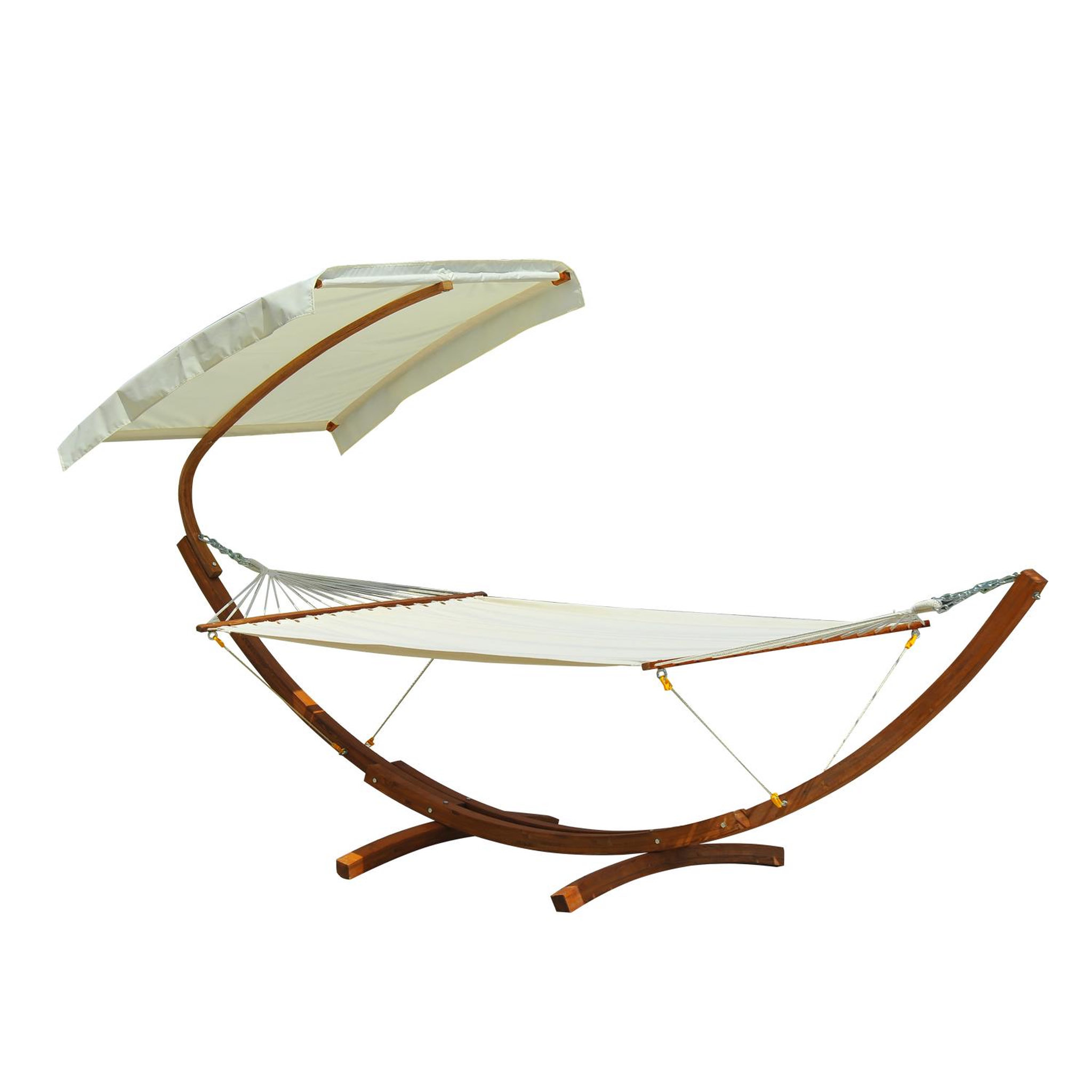 HOMCOM Hamac de jardin avec support en bois et parasol hamac sur pied 2 personnes max. charge max. 180 Kg