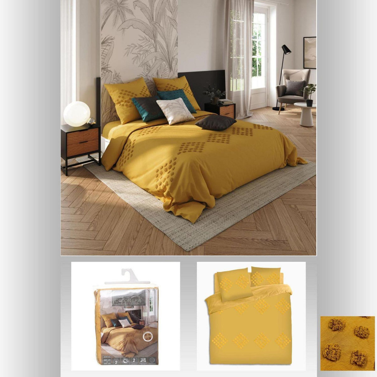 ATMOSPHERA Parure de lit en coton lavé Tuft - 260 x 240 cm