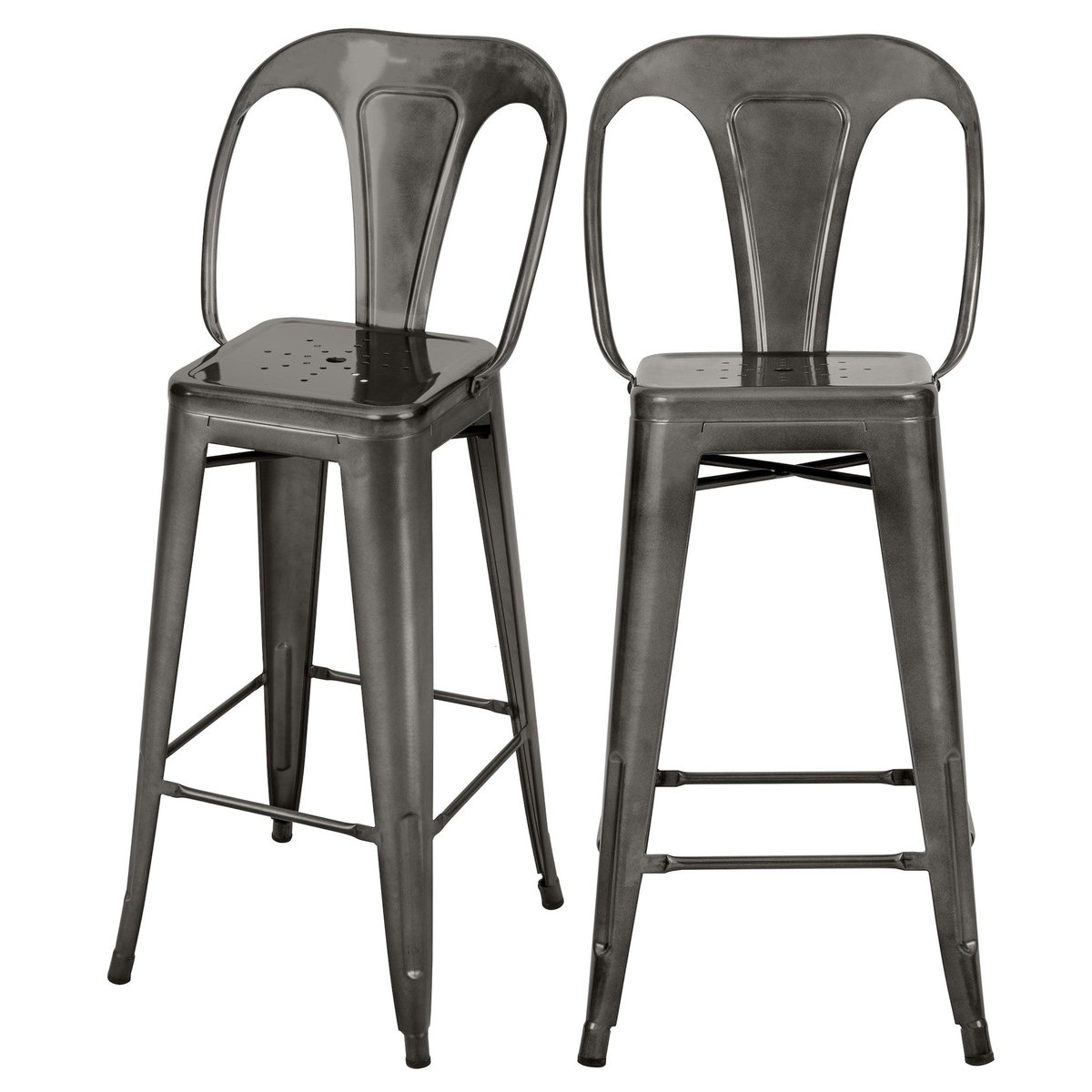 Rendez vous déco Lot de 2 chaises pour îlot central 67 cm en métal chrome - Indus