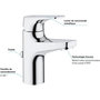 Voir la diapositive 3 : Grohe GROHE Mitigeur monocommande Lavabo Taille S Start Flow Chromé 23769000