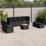 Voir la diapositive 1 : VIDAXL Salon de jardin 9 pcs avec coussins noir resine tressee