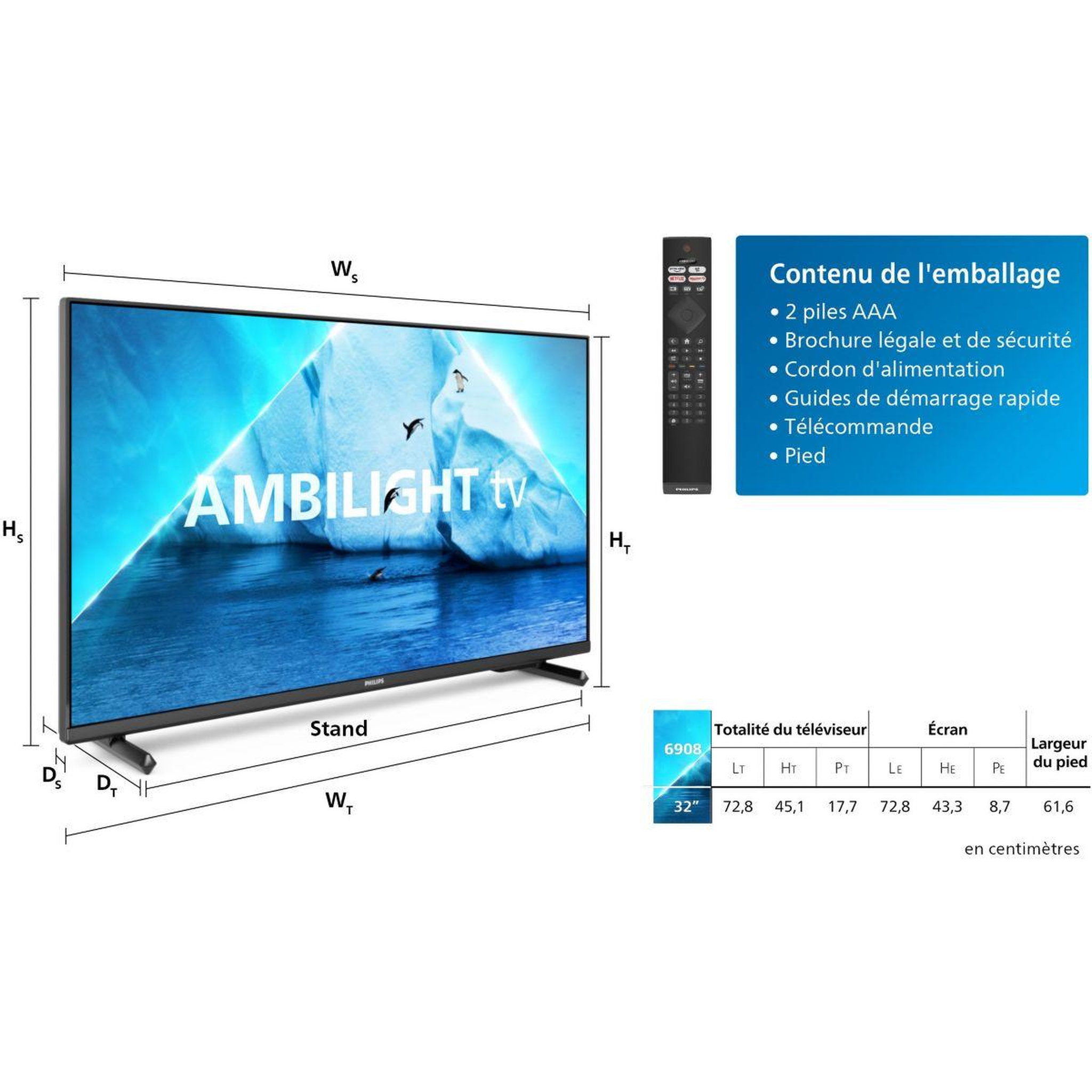 Voir la diapositive 2 : Philips TV LED 32PFS6908 Ambilight