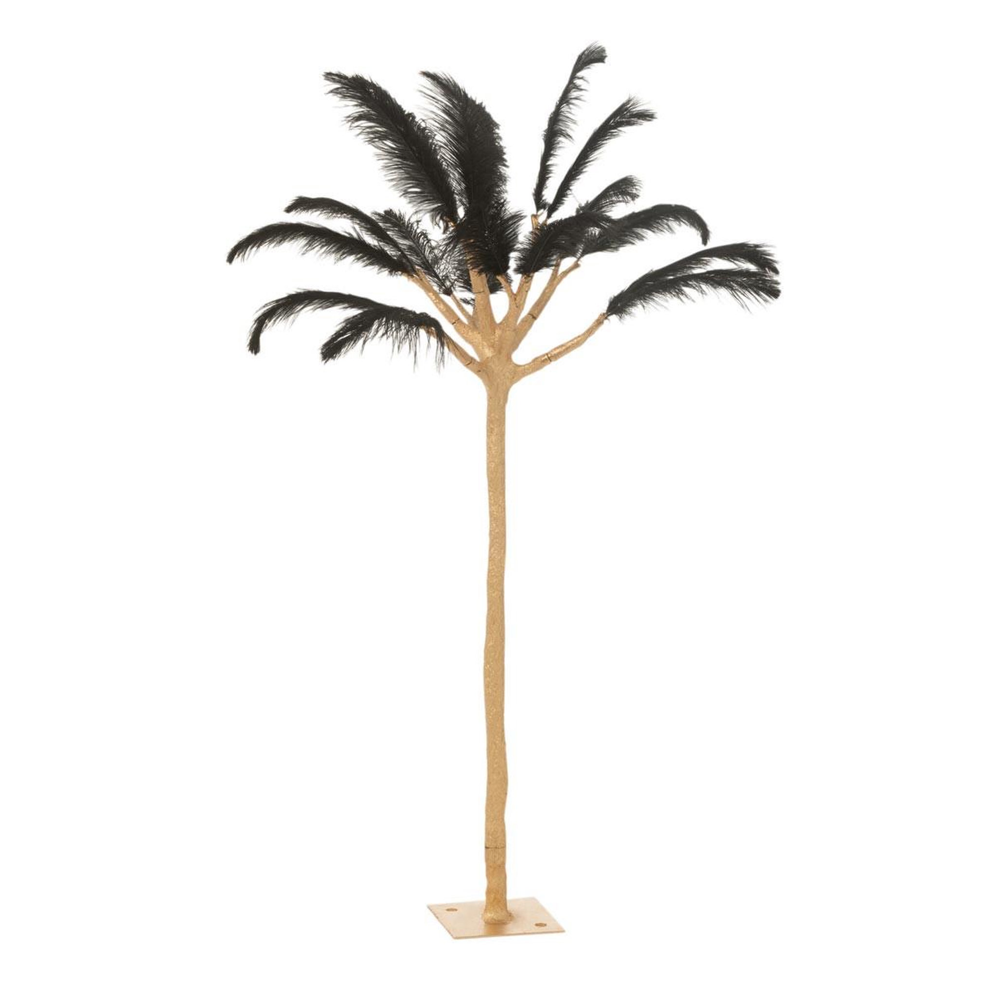 J-LINE Arbre déco en métal  plumes  120cm or & noir