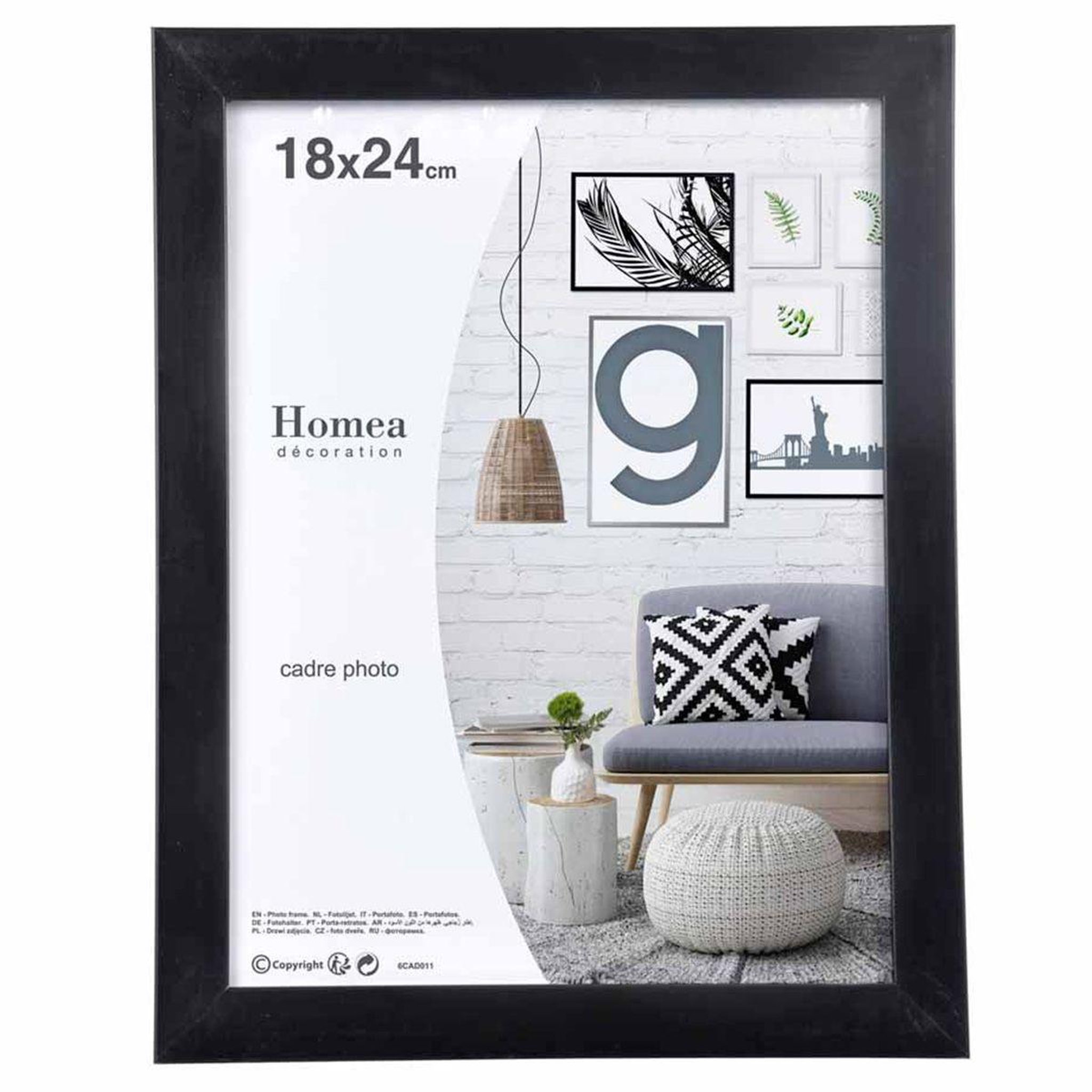 HOMEA Cadre photo déco  pep's  18x24cm noir