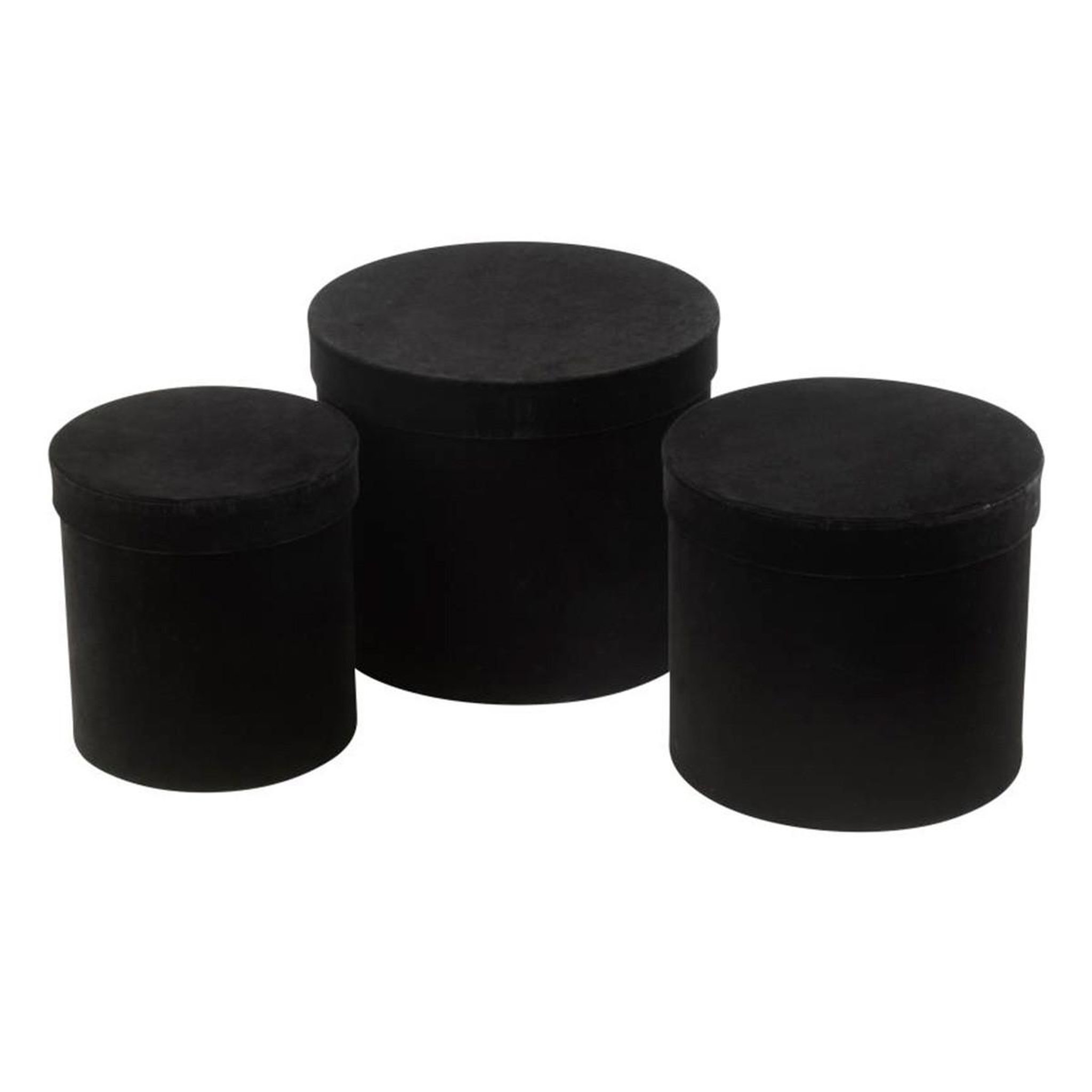 J-LINE Lot de 3 boîtes de rangement rondes  vaughn  27cm noir