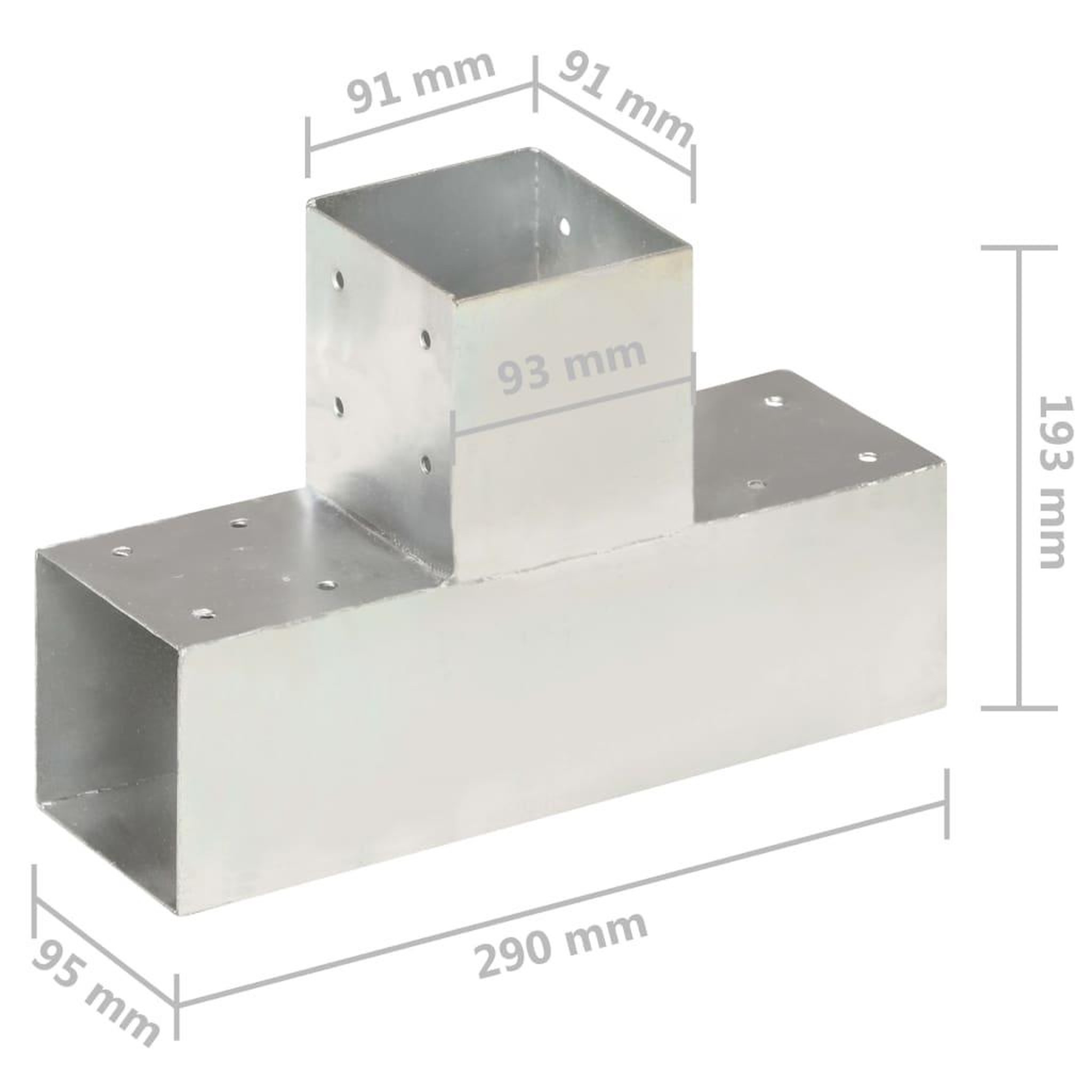 Voir la diapositive 6 : VIDAXL Connecteurs de poteau 4 pcs Forme en T Metal galvanise 91x91 mm