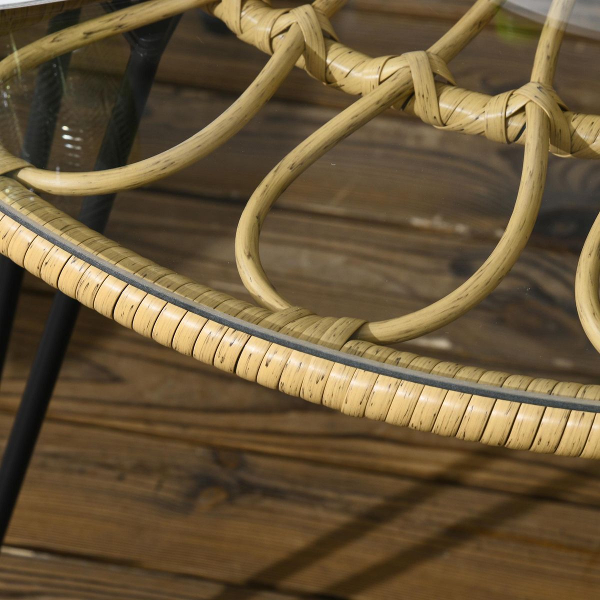 OUTSUNNY Ensemble salon de jardin bas style bohème 4 places 5 pcs avec coussins