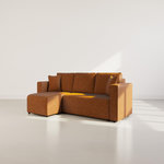 BEST MOBILIER Topaze - canapé d'angle réversible 4 places convertible avec coffre en simili. Coloris disponibles : Marron, Orange, Noir, Beige