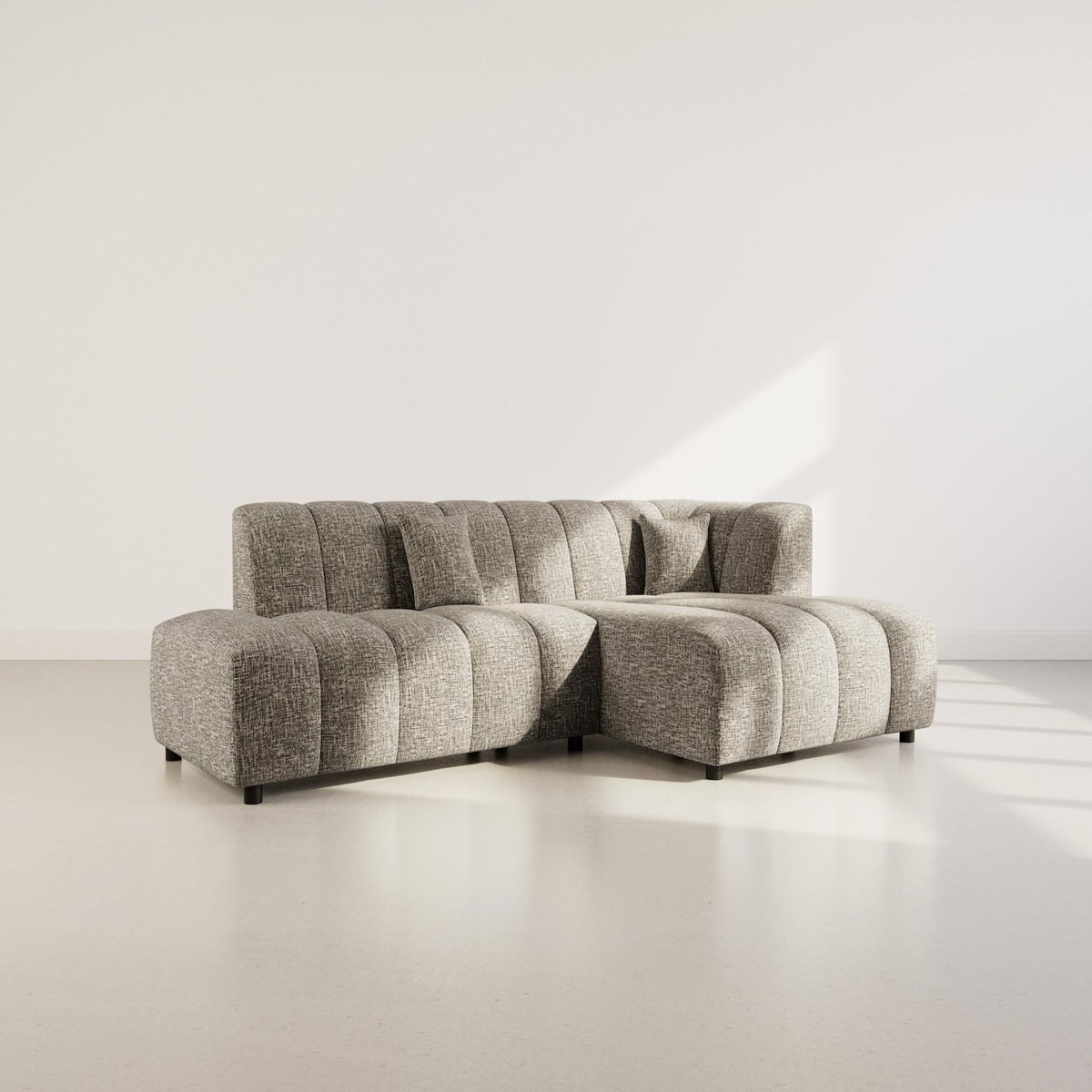 LISA DESIGN Curtis - canapé d'angle droit 4 places sans accoudoir en tissu texturé