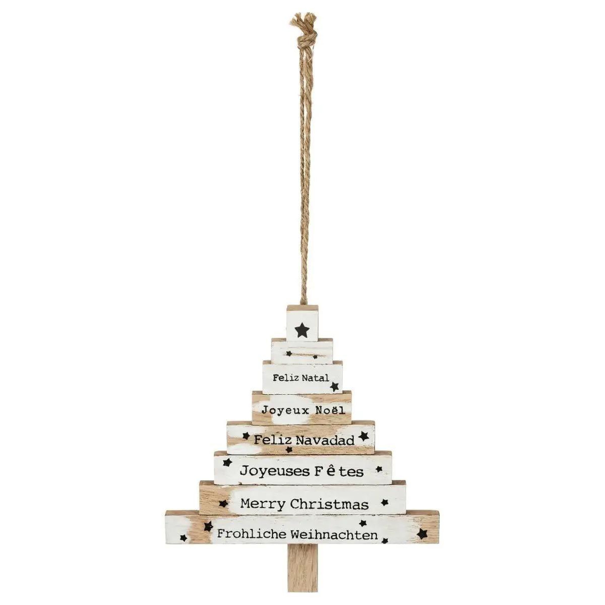 ATMOSPHERA Sujet de noël  sapin 8 pancartes  15cm blanc
