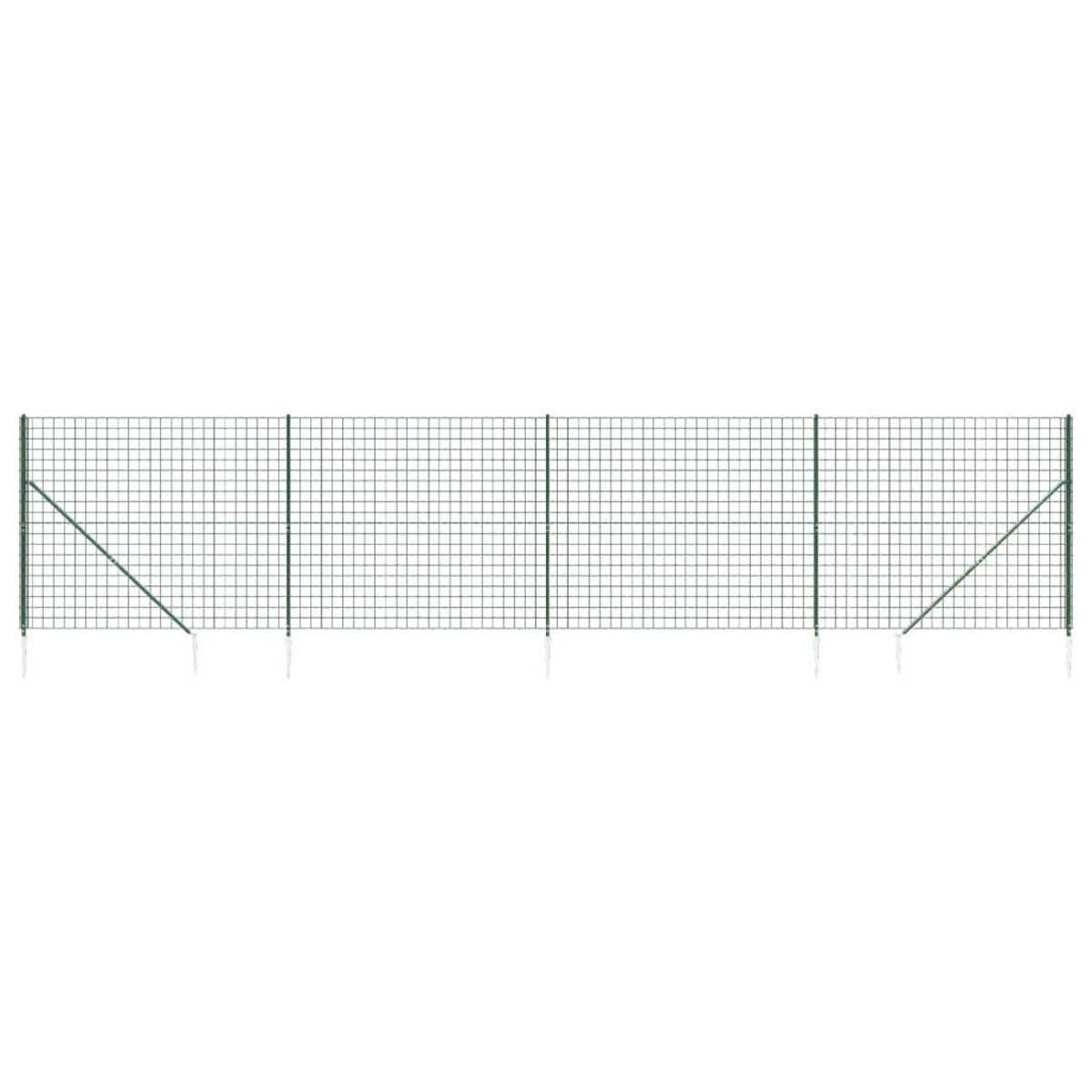 VIDAXL Cloture en treillis metallique et piquet d'ancrage vert 1,4x10m