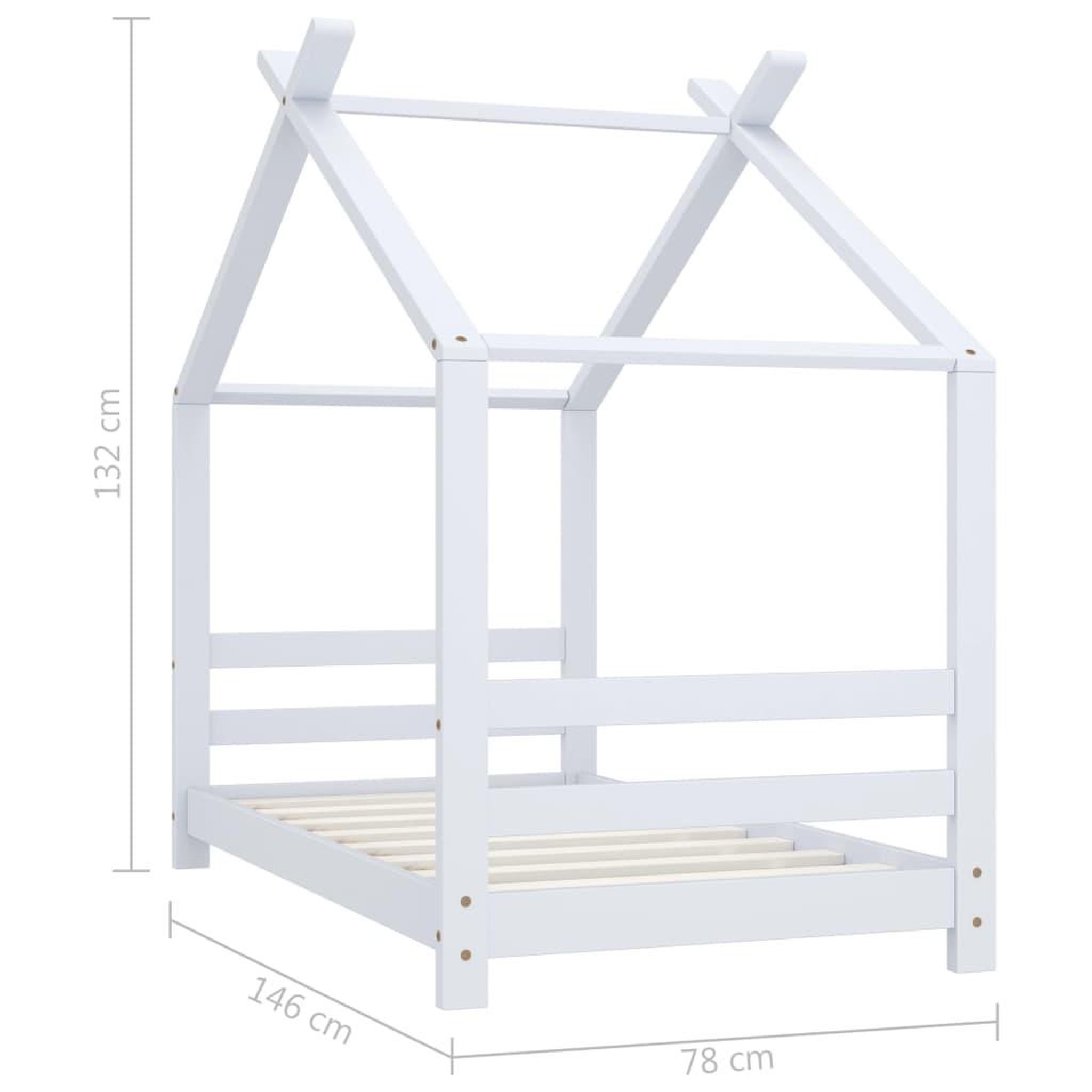 Voir la diapositive 6 : VIDAXL Cadre de lit d'enfant Blanc Bois de pin massif 70x140 cm