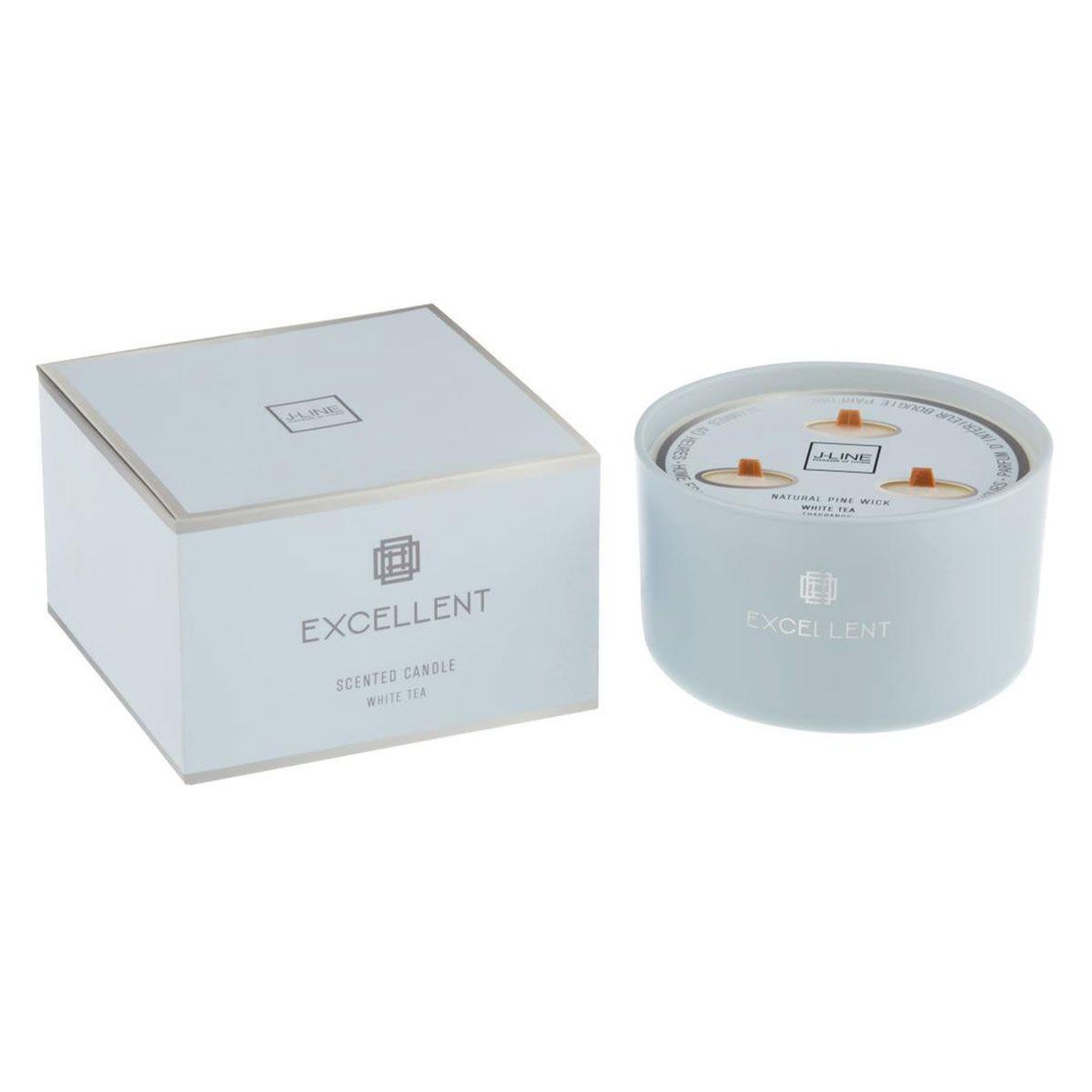 Voir la diapositive 1 : J-LINE Bougie parfumée en verre  excellent  13cm white tea