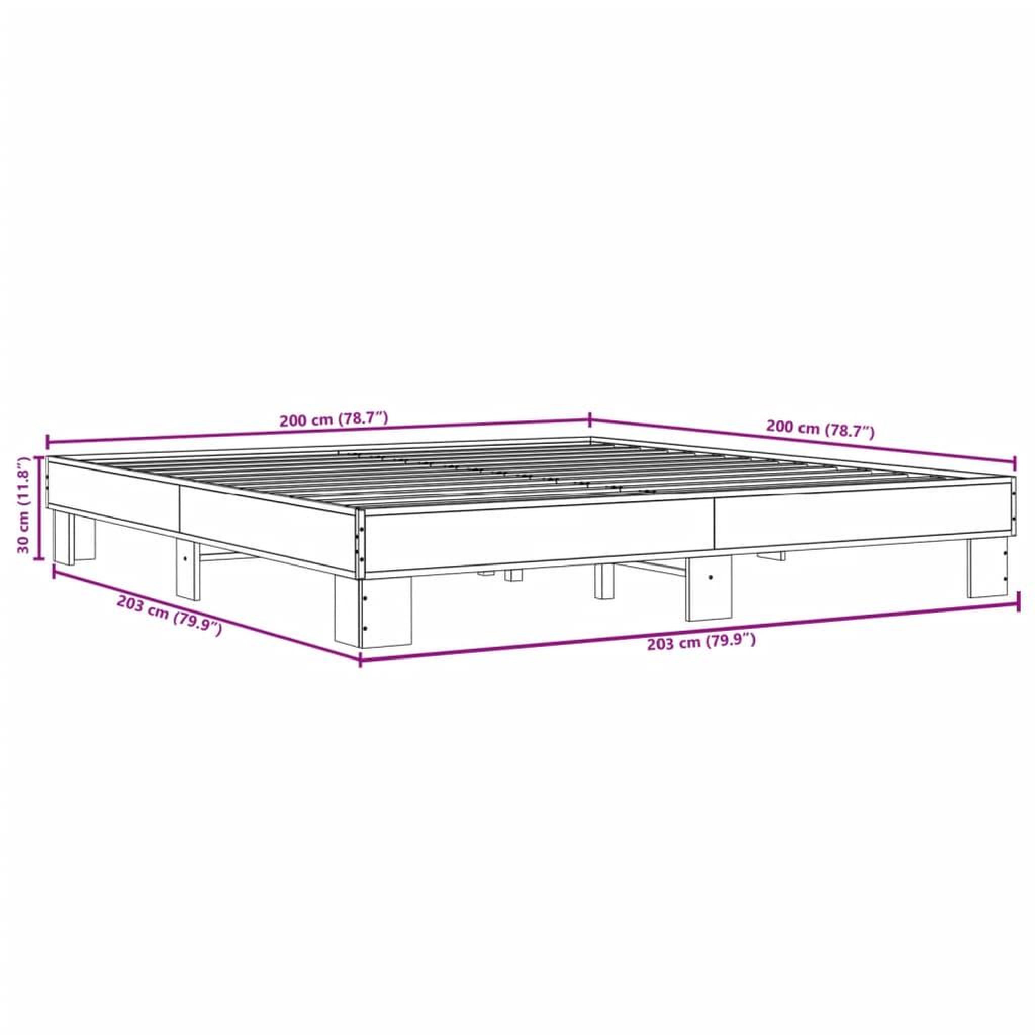 Voir la diapositive 6 : VIDAXL Cadre de lit sans matelas sonoma gris 200x200 cm