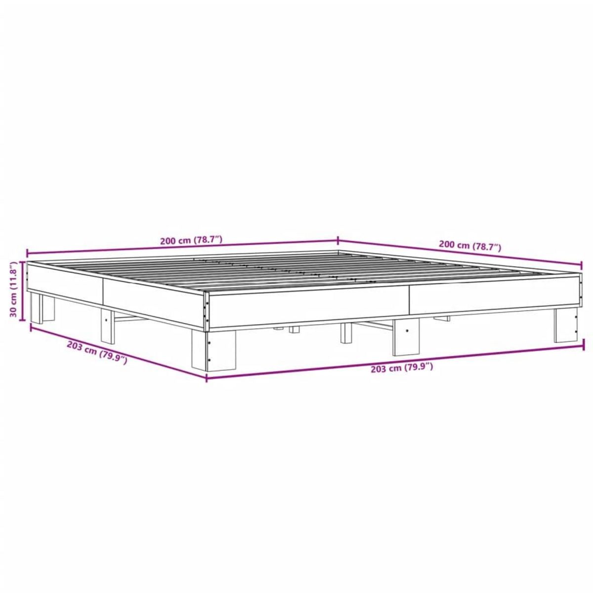 VIDAXL Cadre de lit sans matelas sonoma gris 200x200 cm
