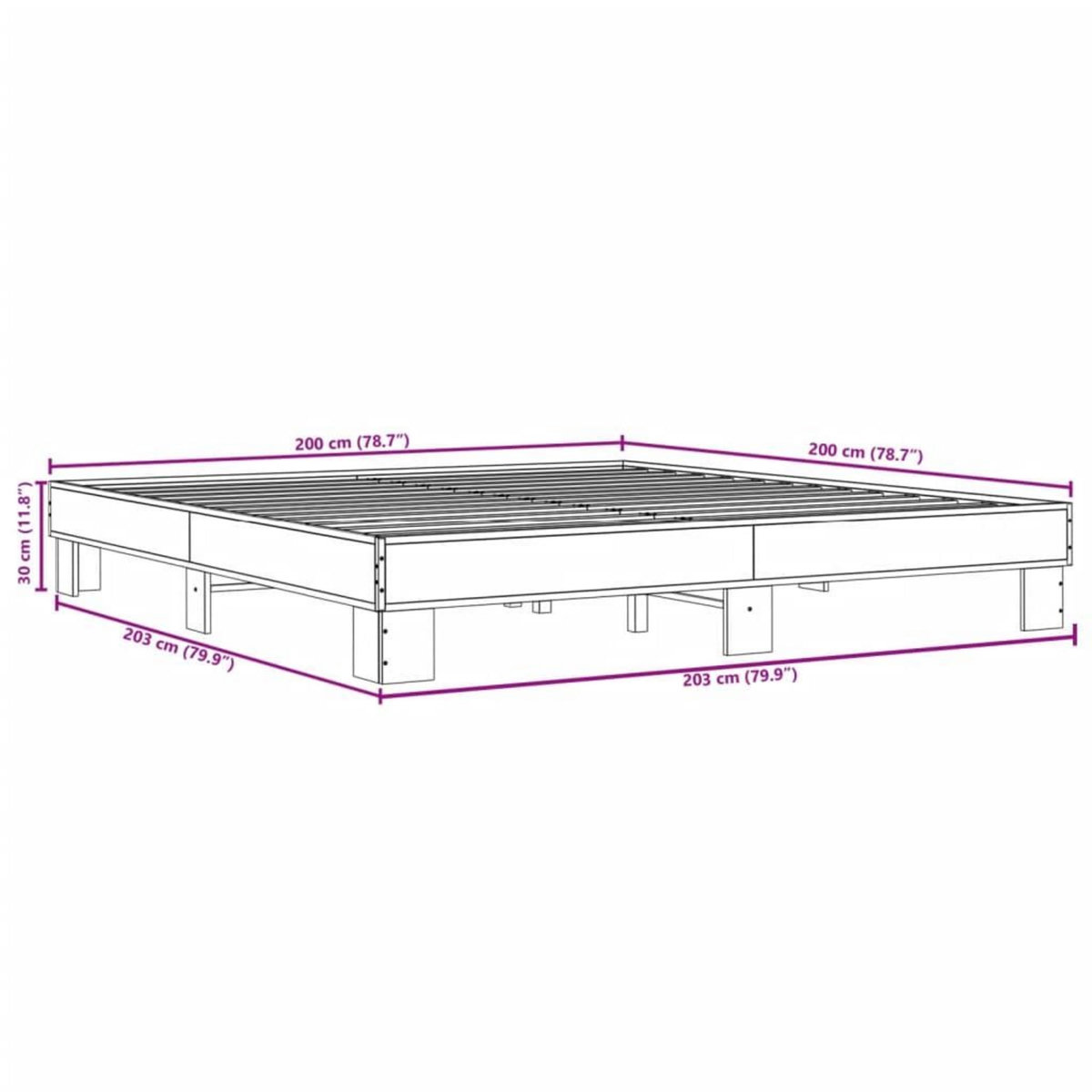 VIDAXL Cadre de lit sans matelas sonoma gris 200x200 cm