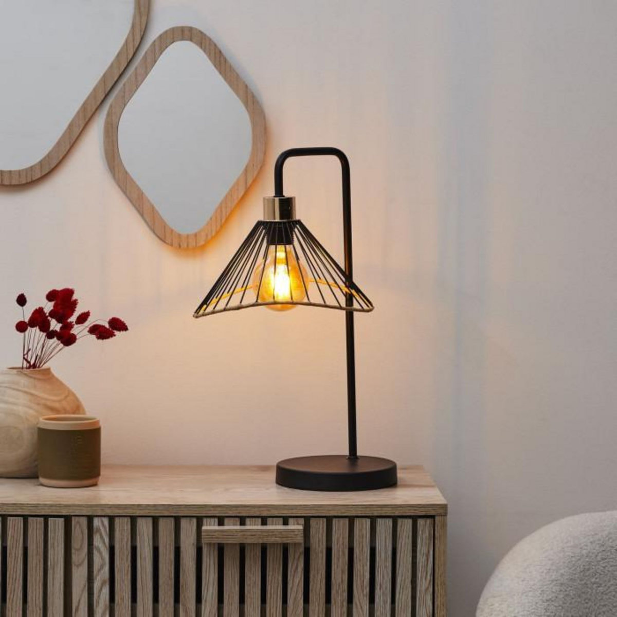 Paris Prix Lampe à Poser en Métal  Lounge  47cm Noir