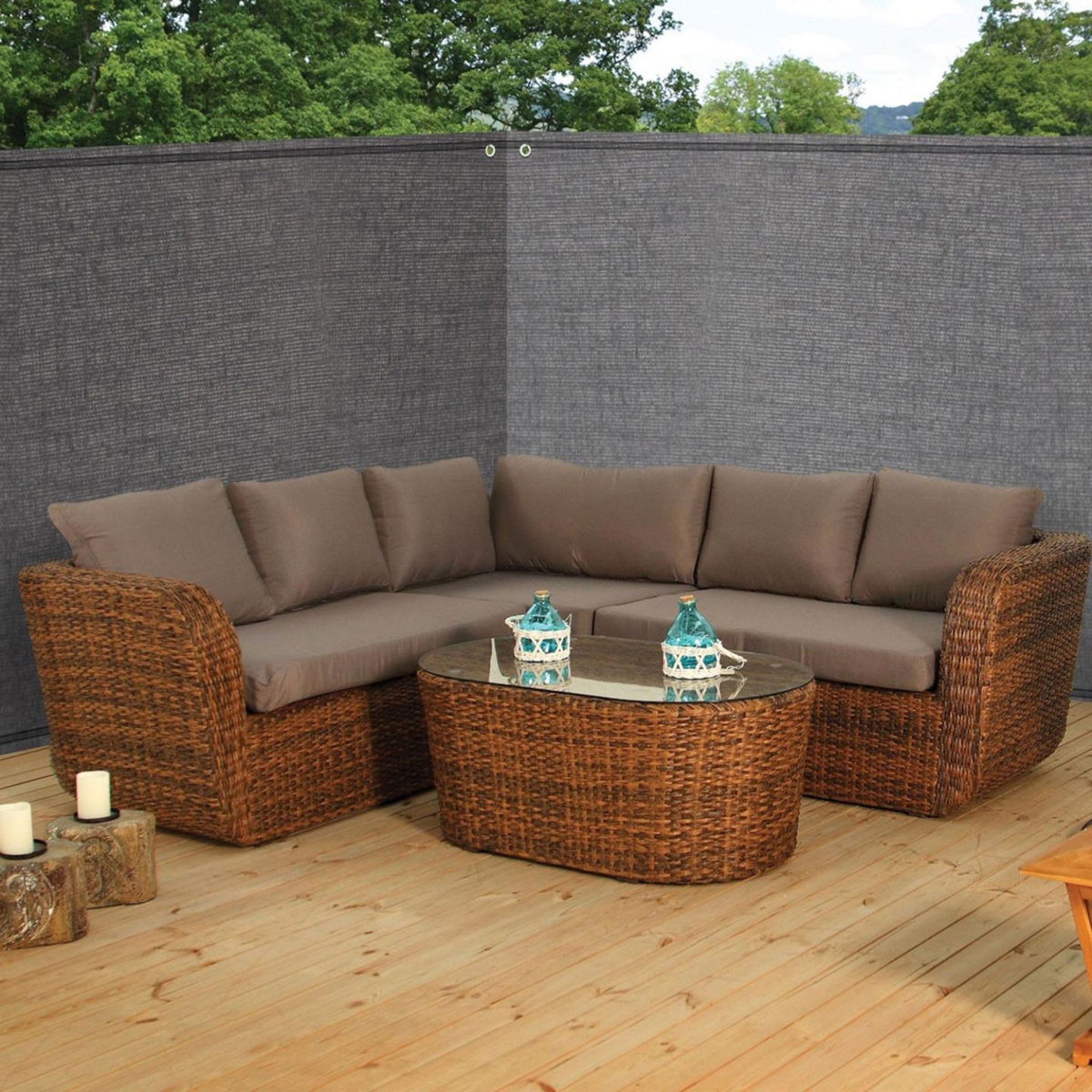 ID MARKET Brise vue renforcé 2 x 10 M gris 220 gr/m² luxe PRO