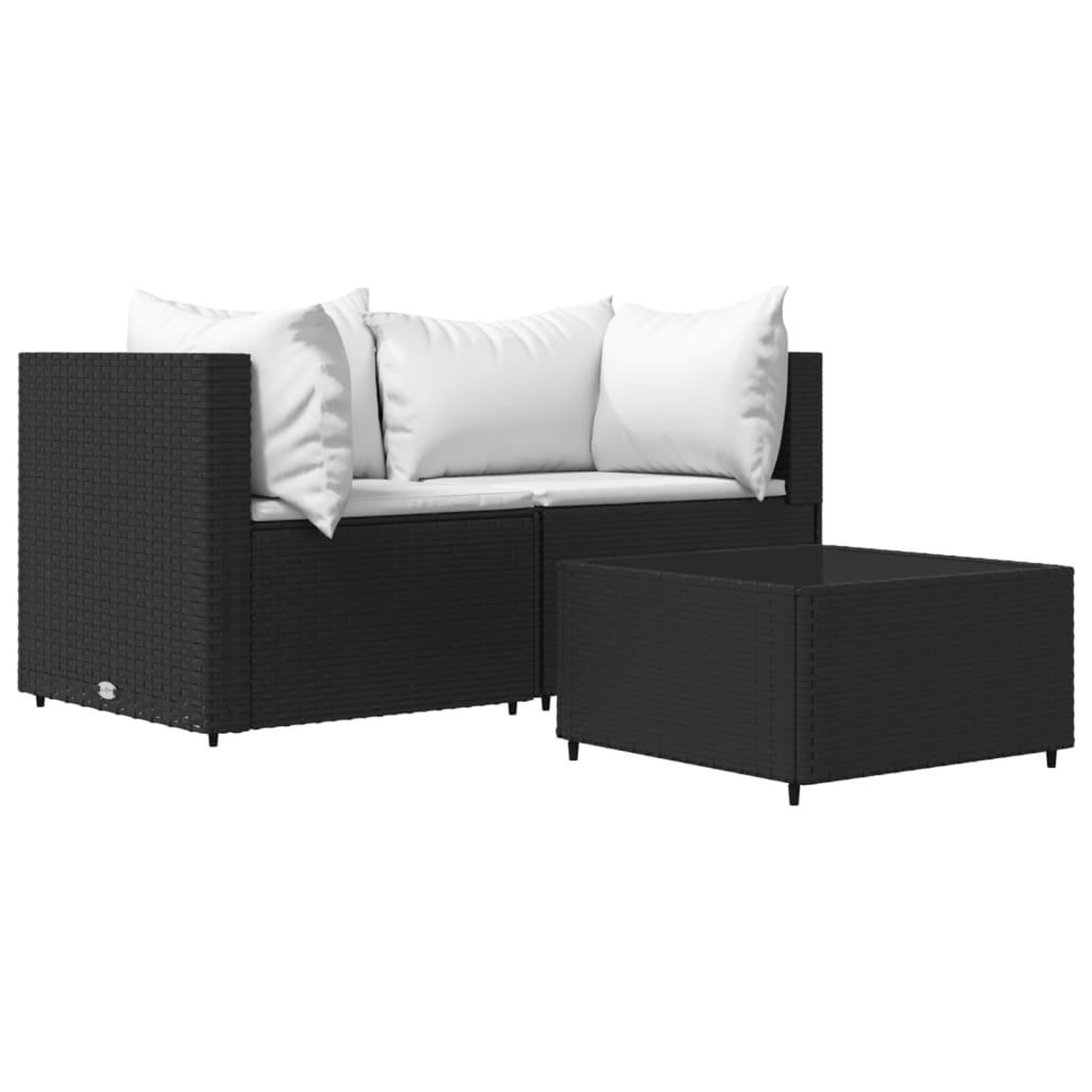 Voir la diapositive 2 : VIDAXL Salon de jardin 3 pcs avec coussins Noir Resine tressee