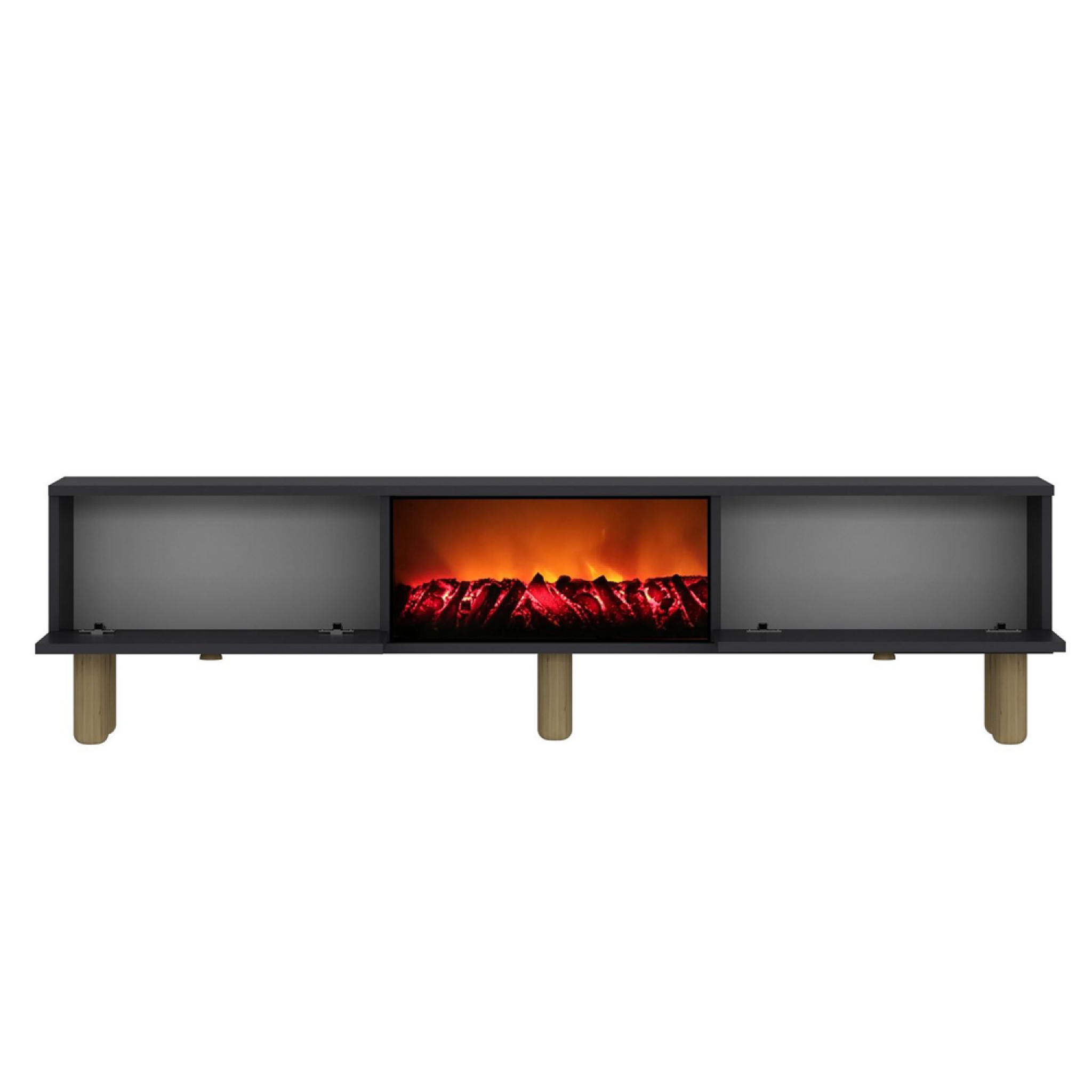 Voir la diapositive 5 : CONCEPT USINE Meuble tv avec cheminée led 150cm gris anthracite fyri