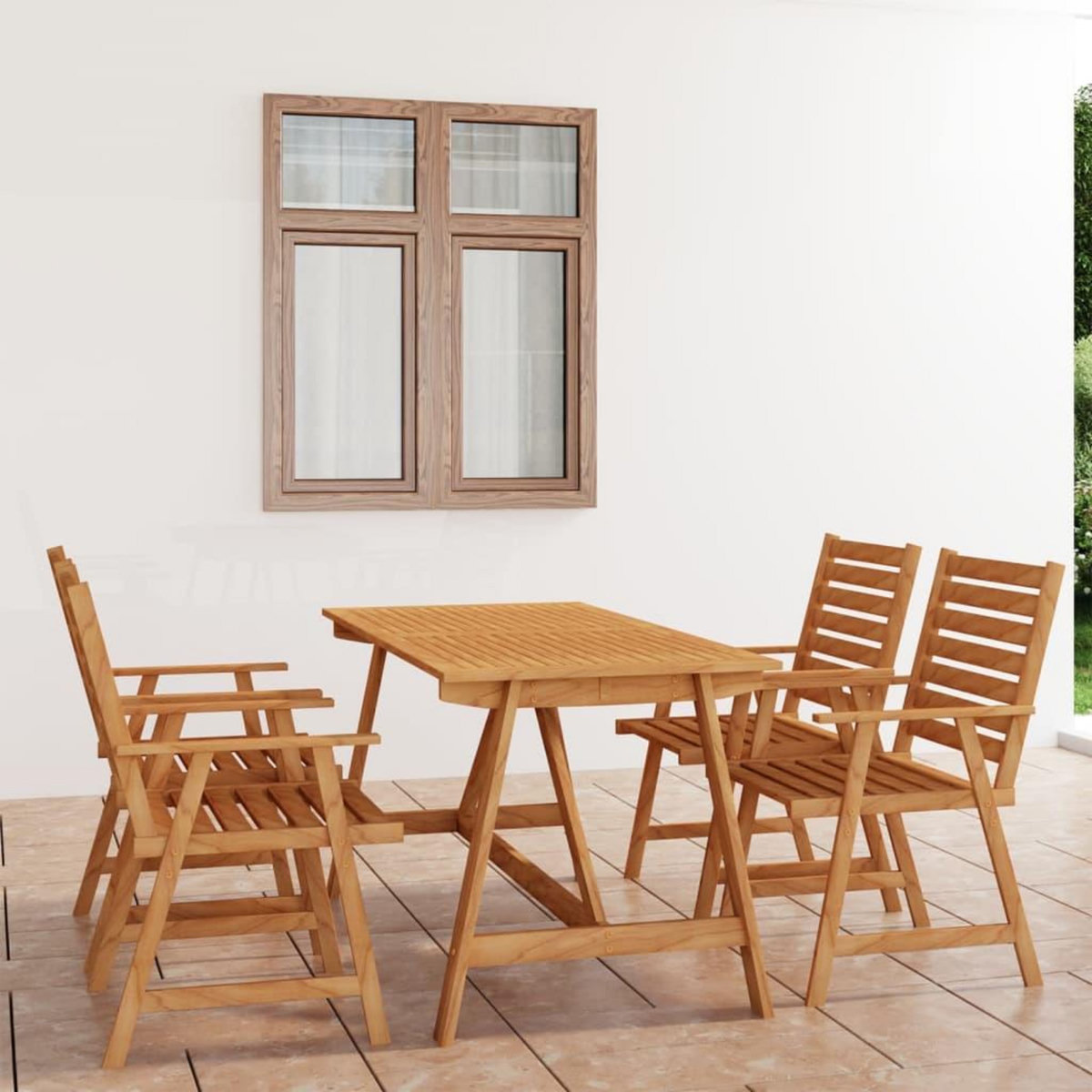 VIDAXL Ensemble a manger de jardin 5 pcs Bois d'acacia solide