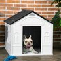 PAWHUT Niche chien style cottage dim. 65L x 75l x 63H cm - motifs fenêtres, porte, aération - PP blanc gris