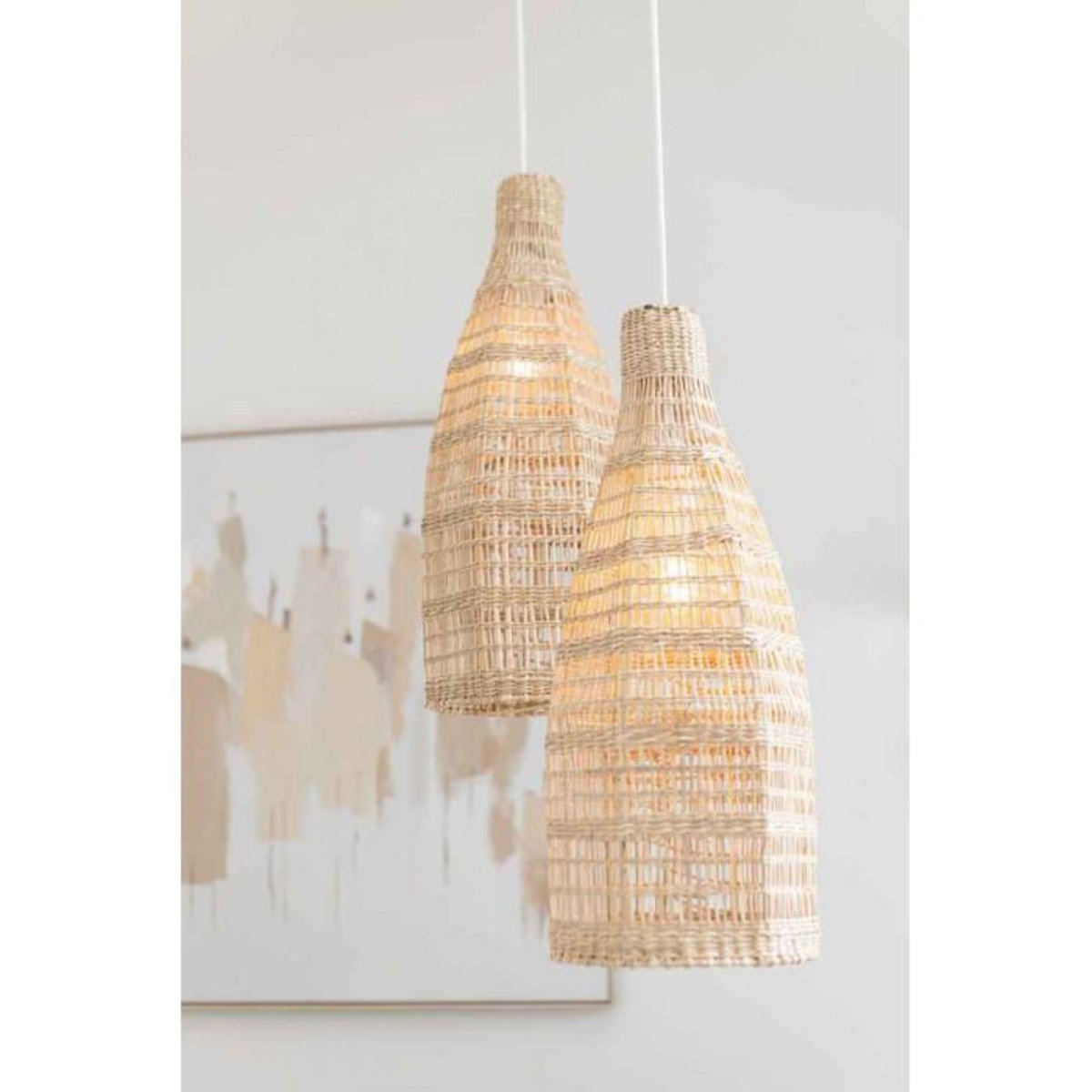 Paris Prix Abat-Jour Suspendu en Rotin  Zostere  52cm Beige