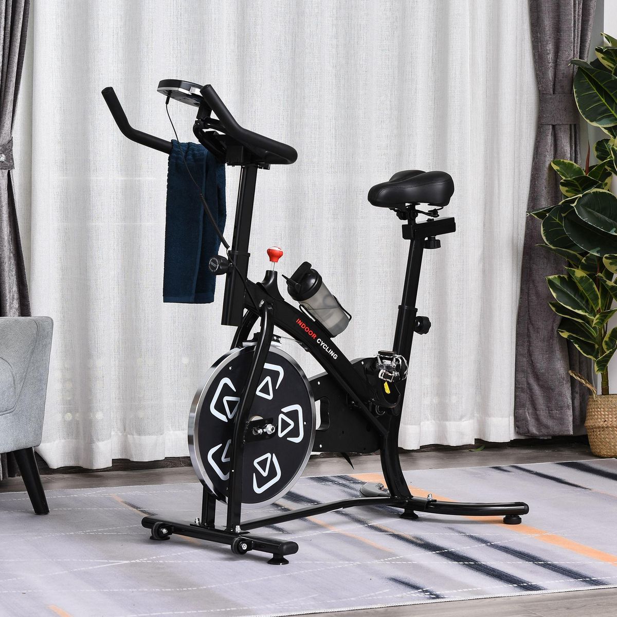 HOMCOM Vélo d'appartement cardio vélo biking écran multifonction selle et guidon réglable noir