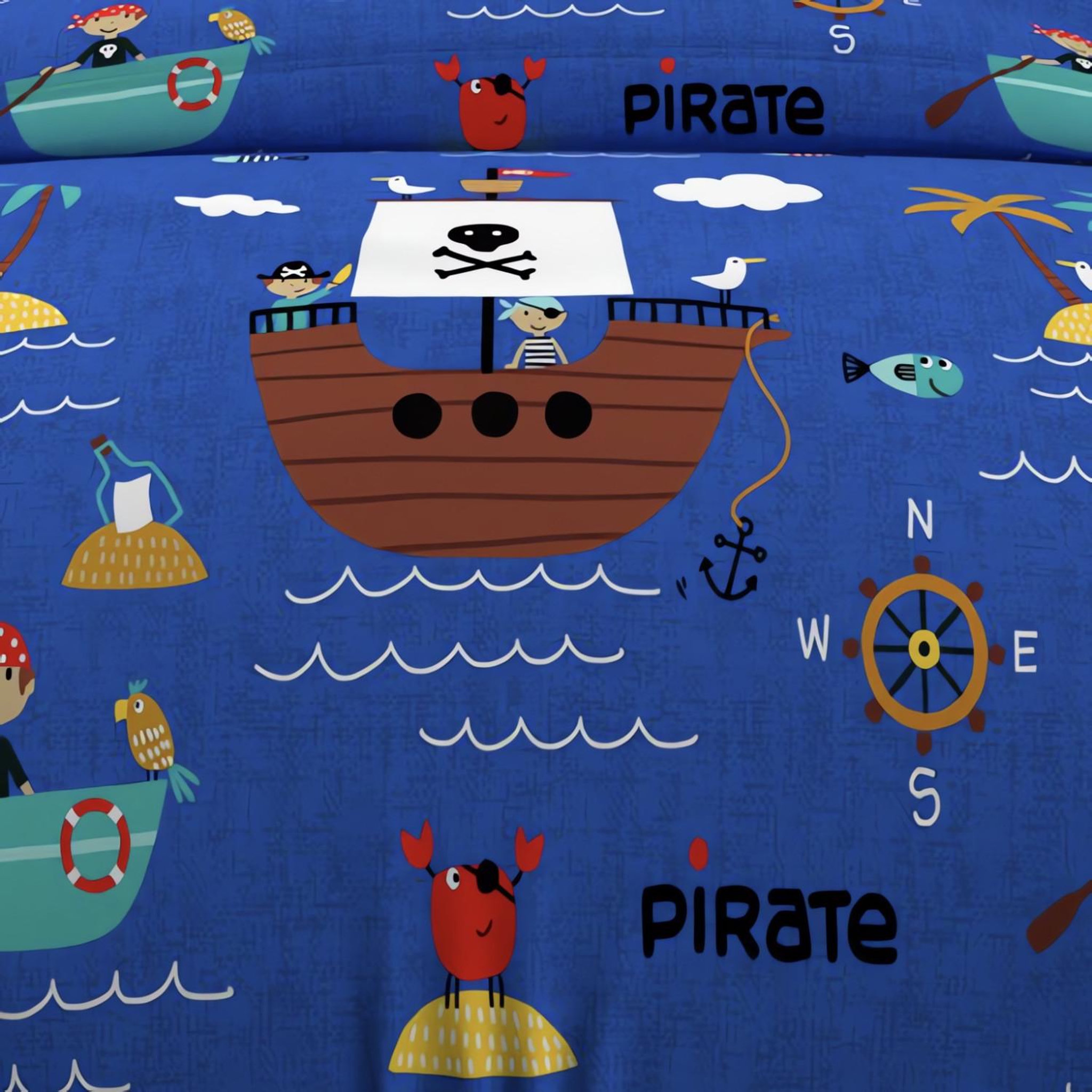 Voir la diapositive 3 : SOLEIL D'OCRE Parure housse de couette pirates, 100% coton 57 fils/cm2, par soleil d'ocre